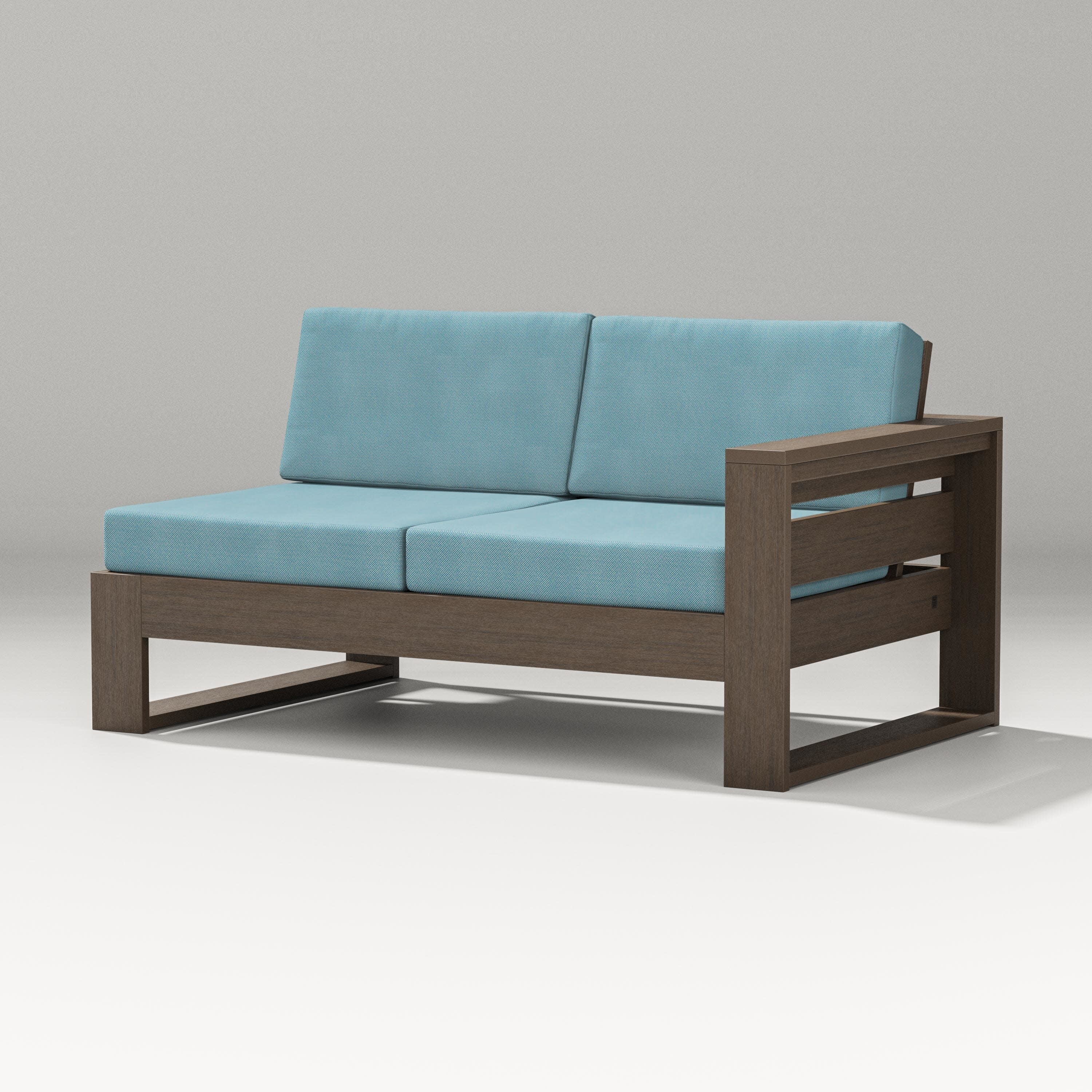 Latitude Modular Right Arm Loveseat in Kona / Lattice Sky Blue