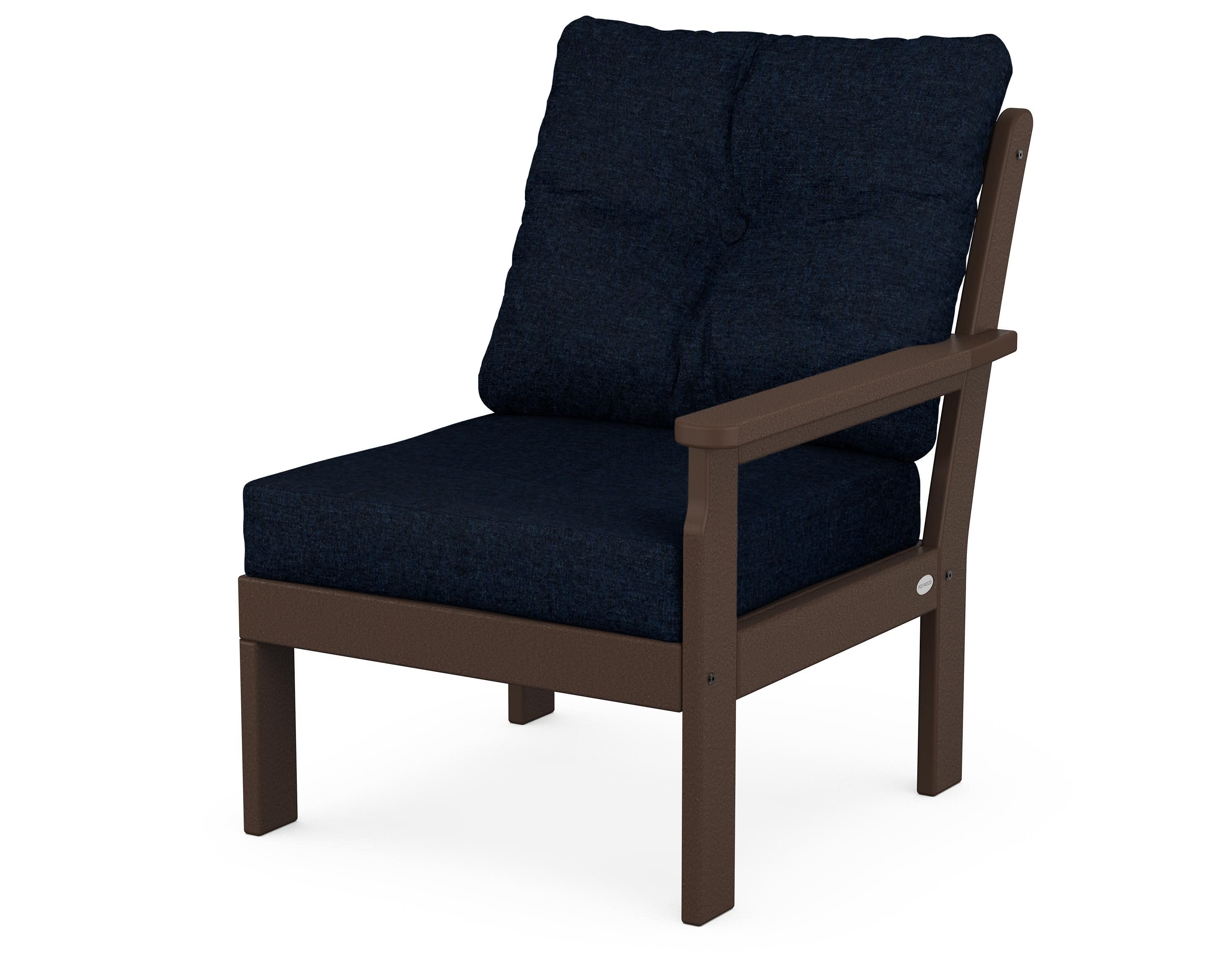 Vineyard Modular Right Arm Chair in Mahogany / Marine Indigo