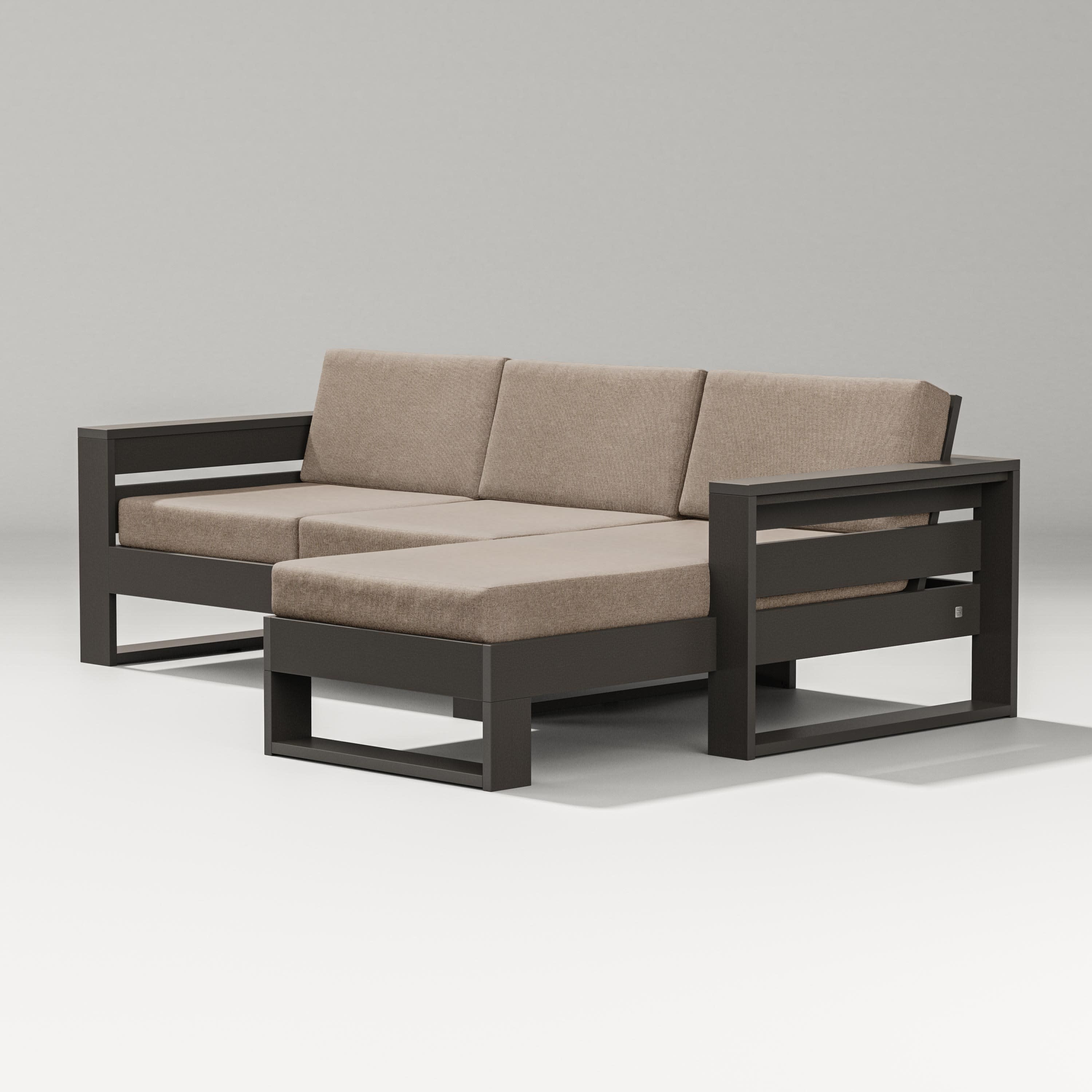 Latitude Right Chaise Sectional in Vintage Coffee / Spiced Burlap