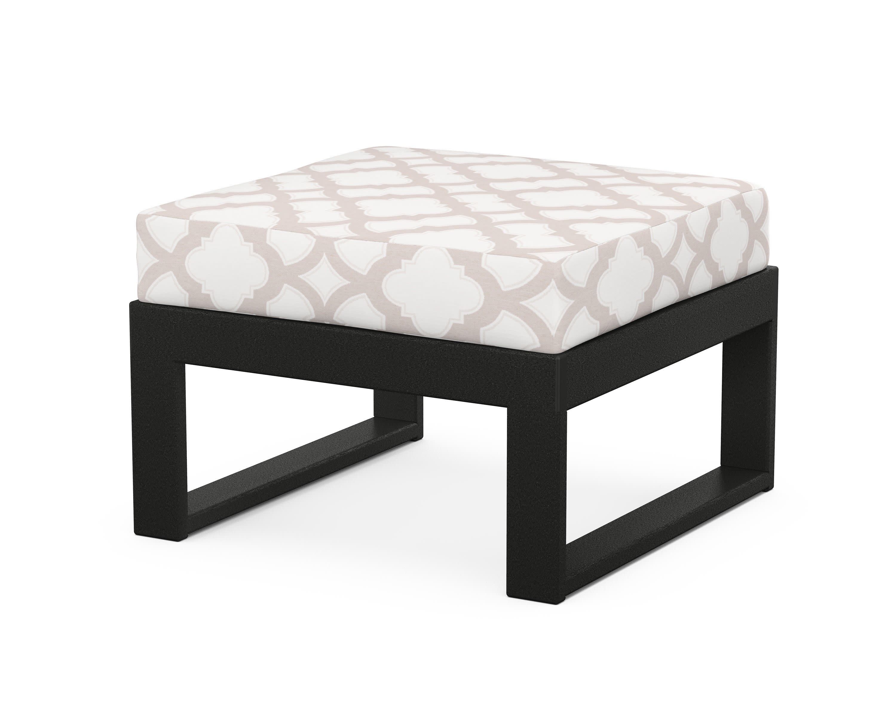 Modular Ottoman - Modern in Black / Trellis Dune Burlap