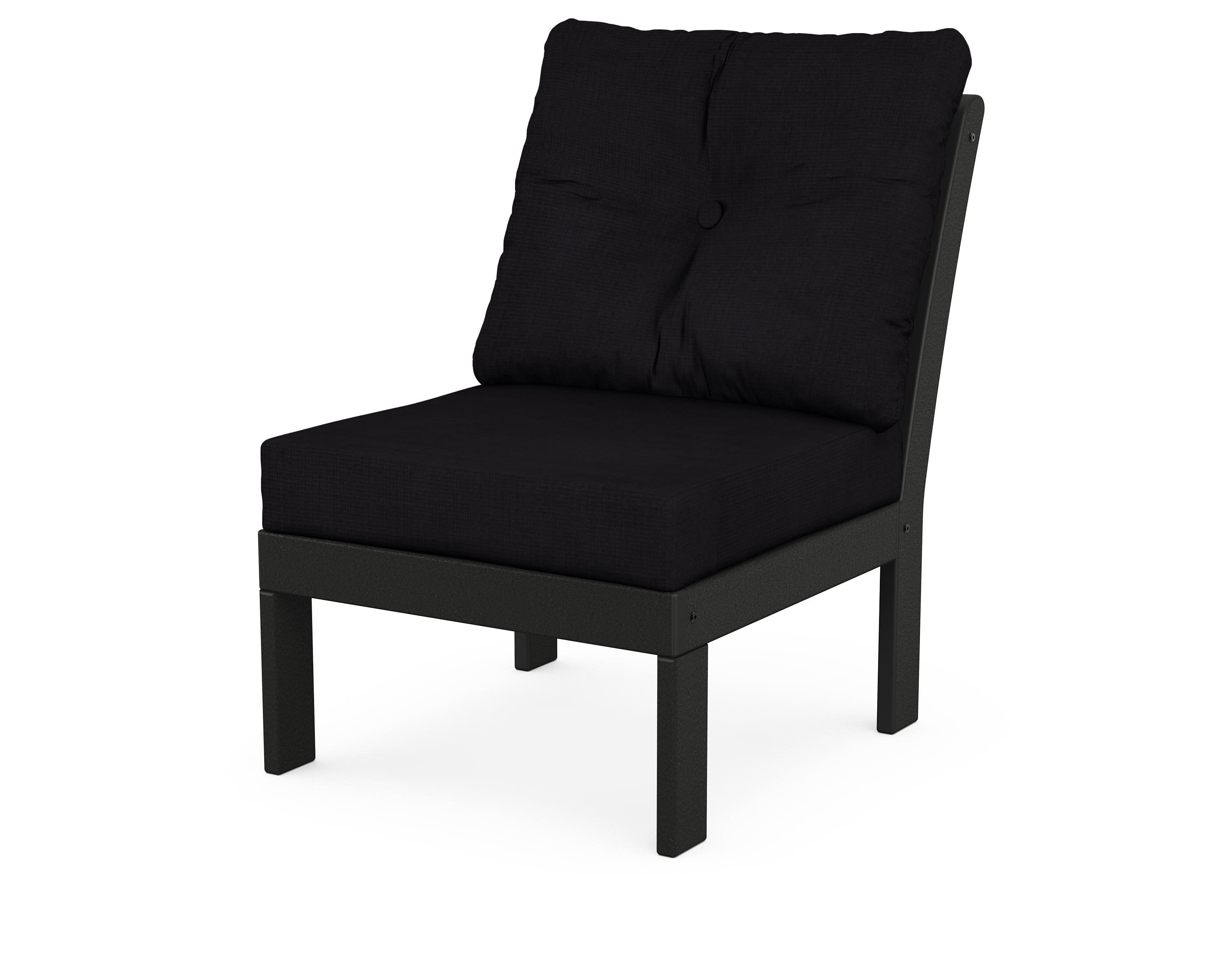 Vineyard Modular Armless Chair in Black / Midnight Linen