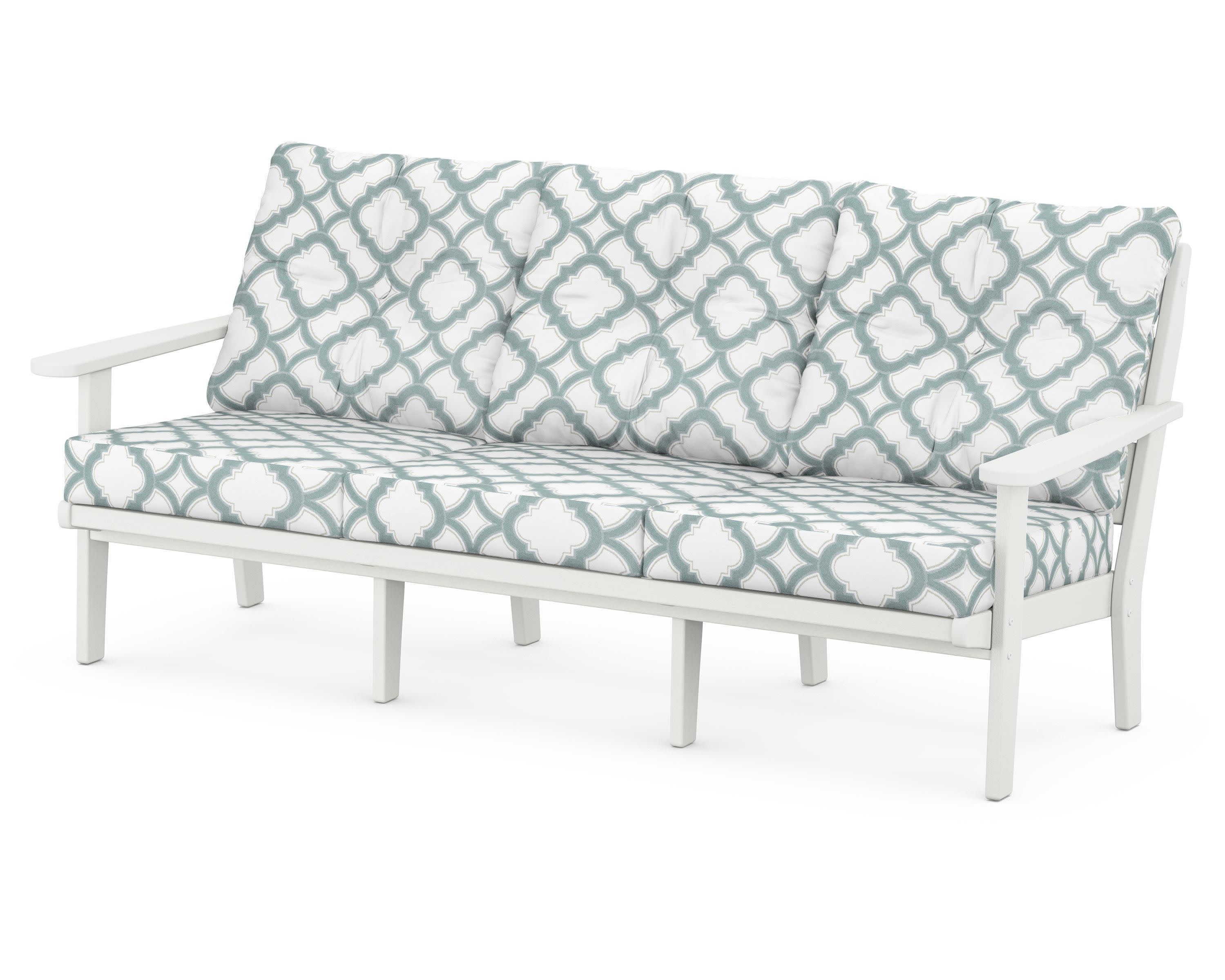 Lakeside Deep Seating Sofa in Vintage White / Trellis Glacier Spa