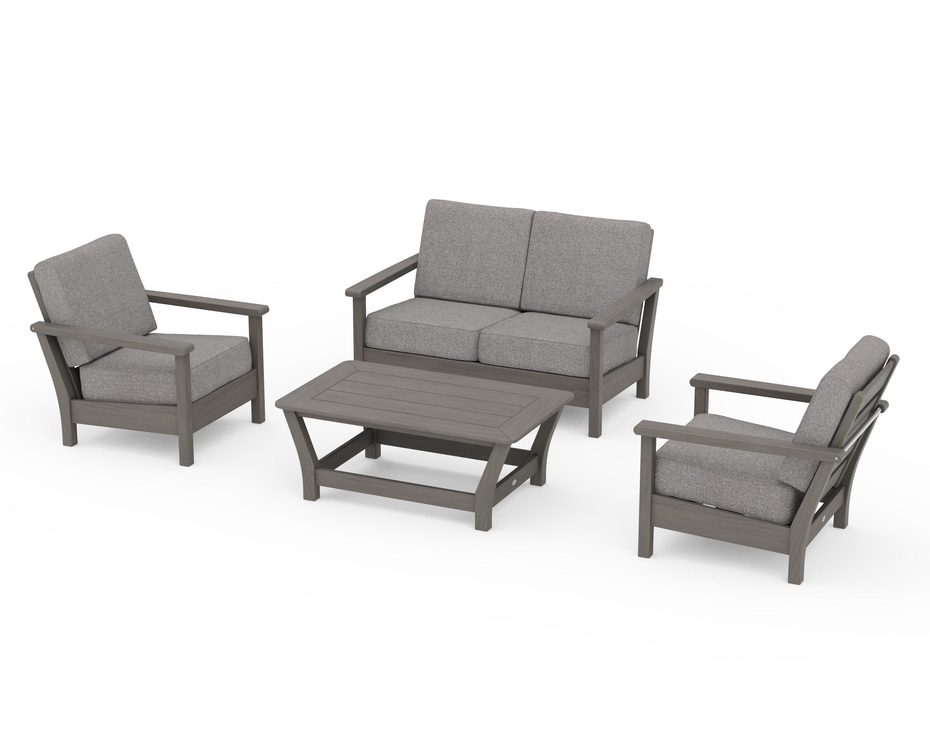 Harbour 4-Piece Deep Seating Set in Driftwood / Grey Mist