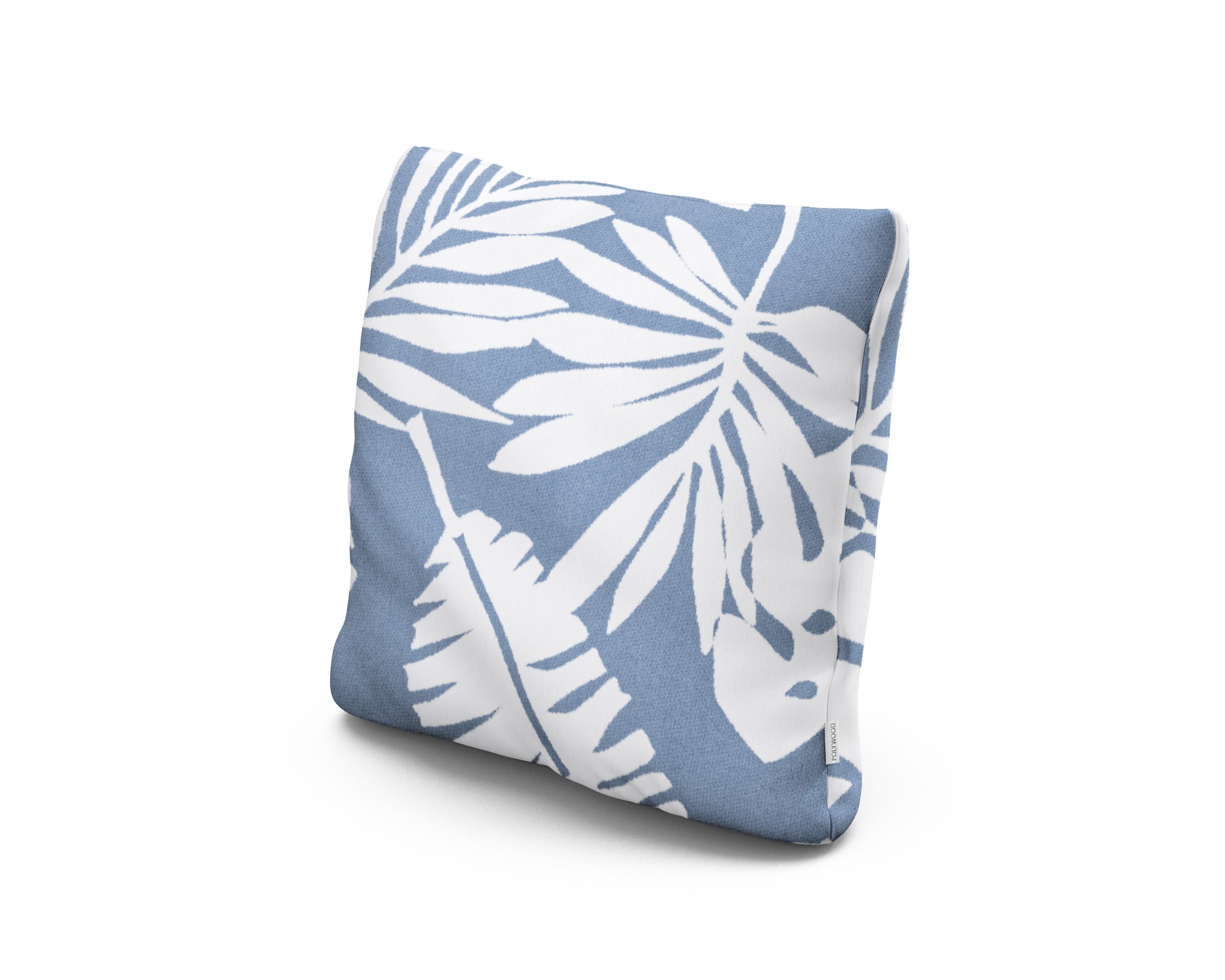 18" Outdoor Throw Pillow in Leaf Sky Blue