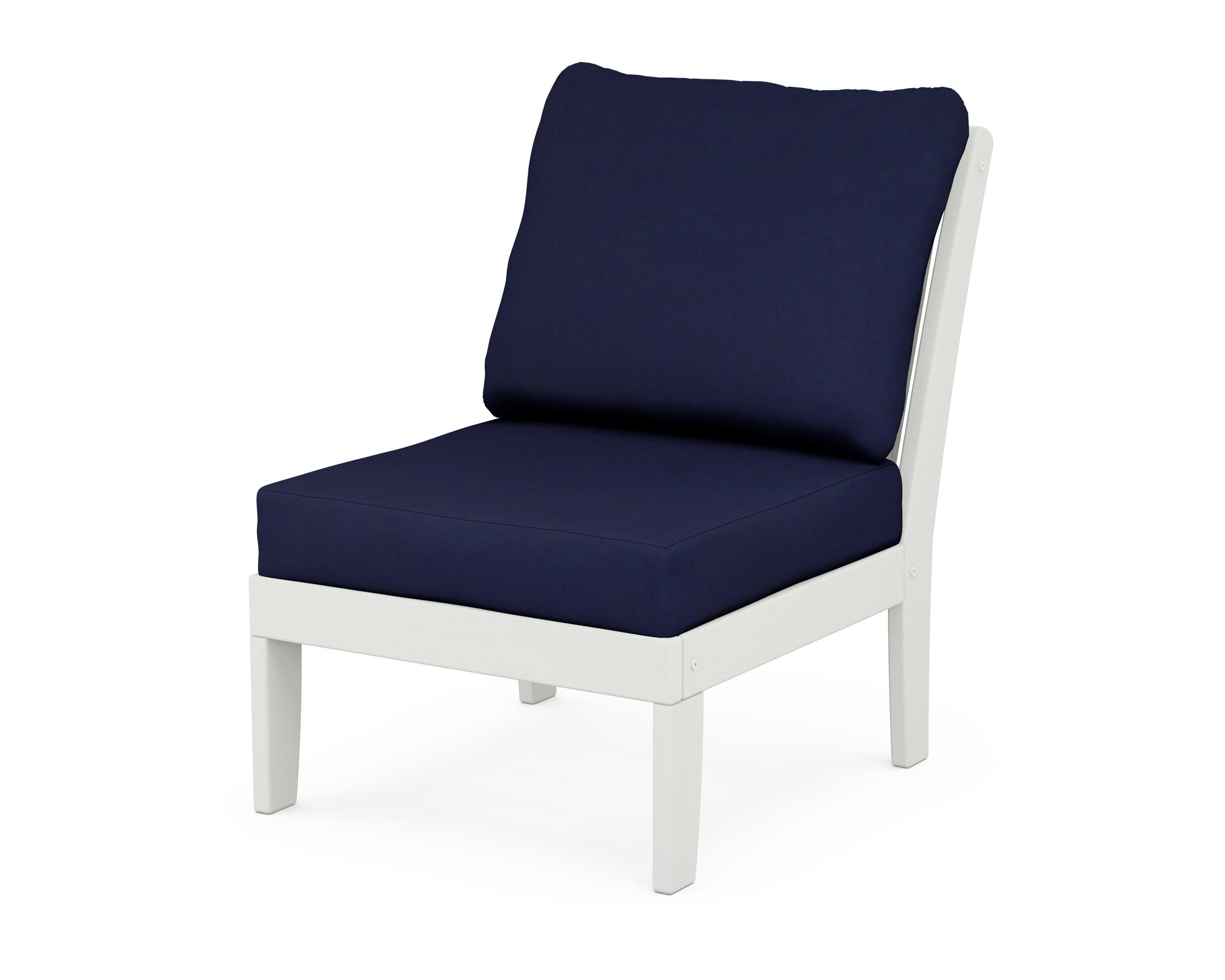 Braxton Modular Armless Chair in Vintage White / Navy