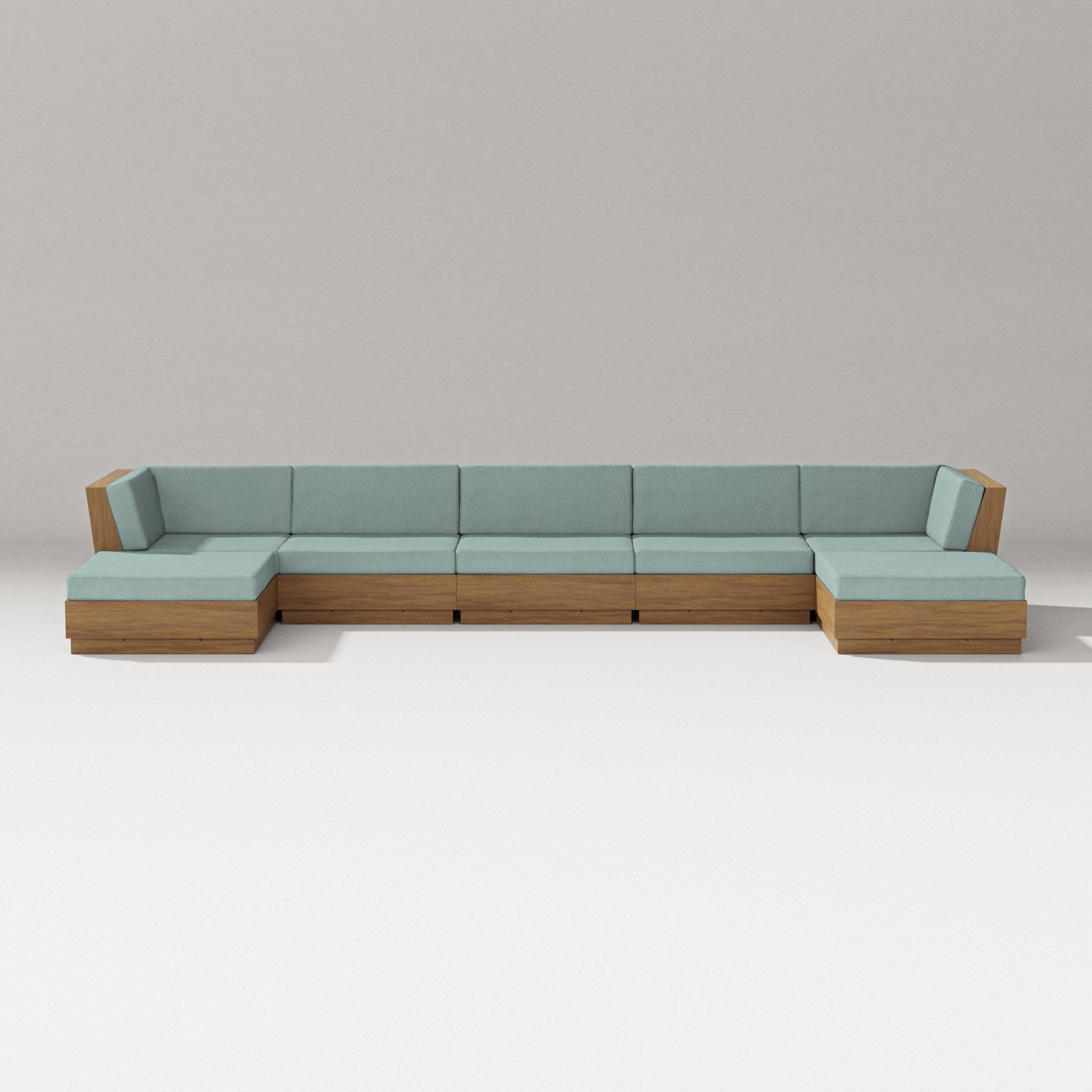 Elevate 7-Piece Double Chaise Sectional in Natural / Glacier Spa