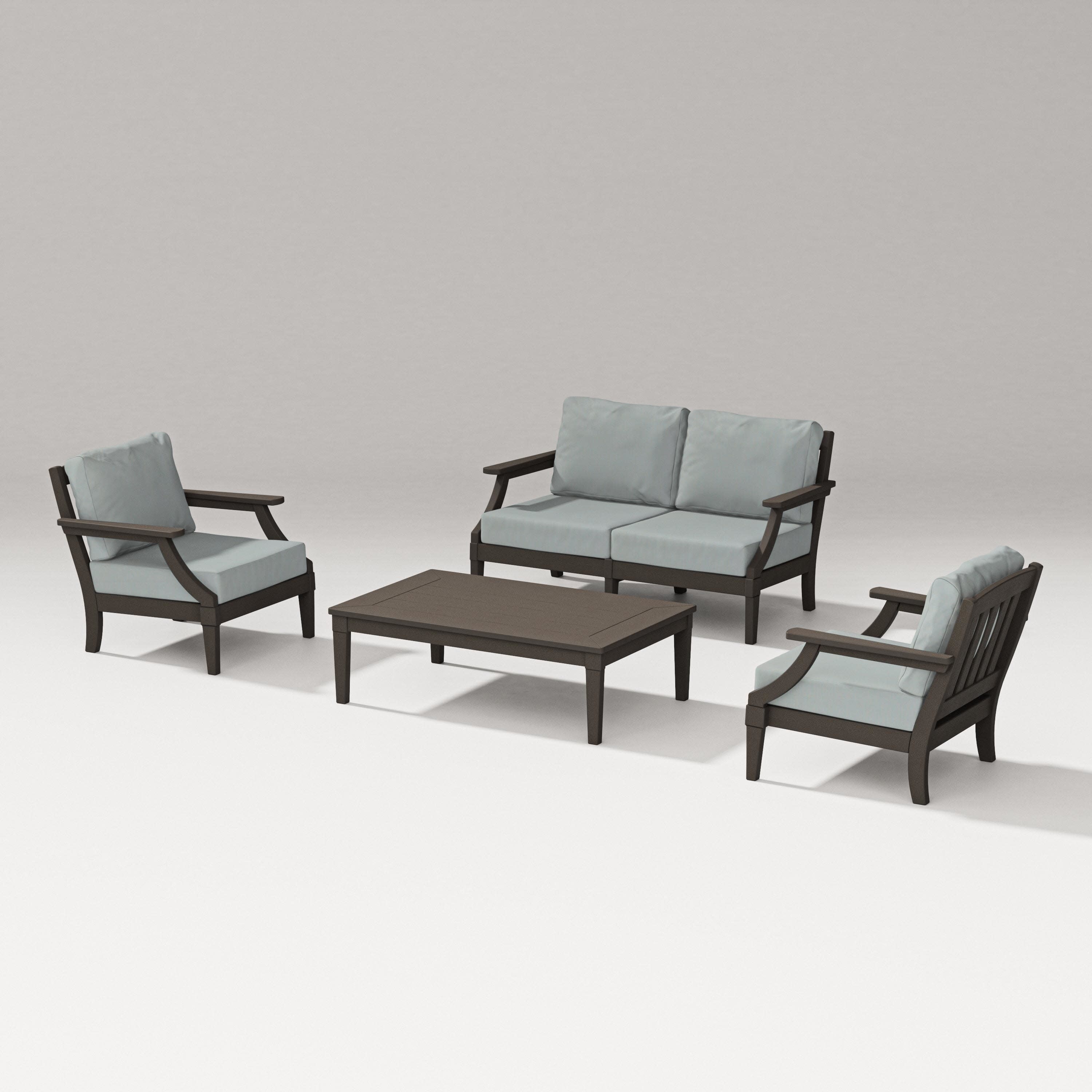 Estate Lounge 4-Piece Loveseat Set in Vintage Coffee / Spa