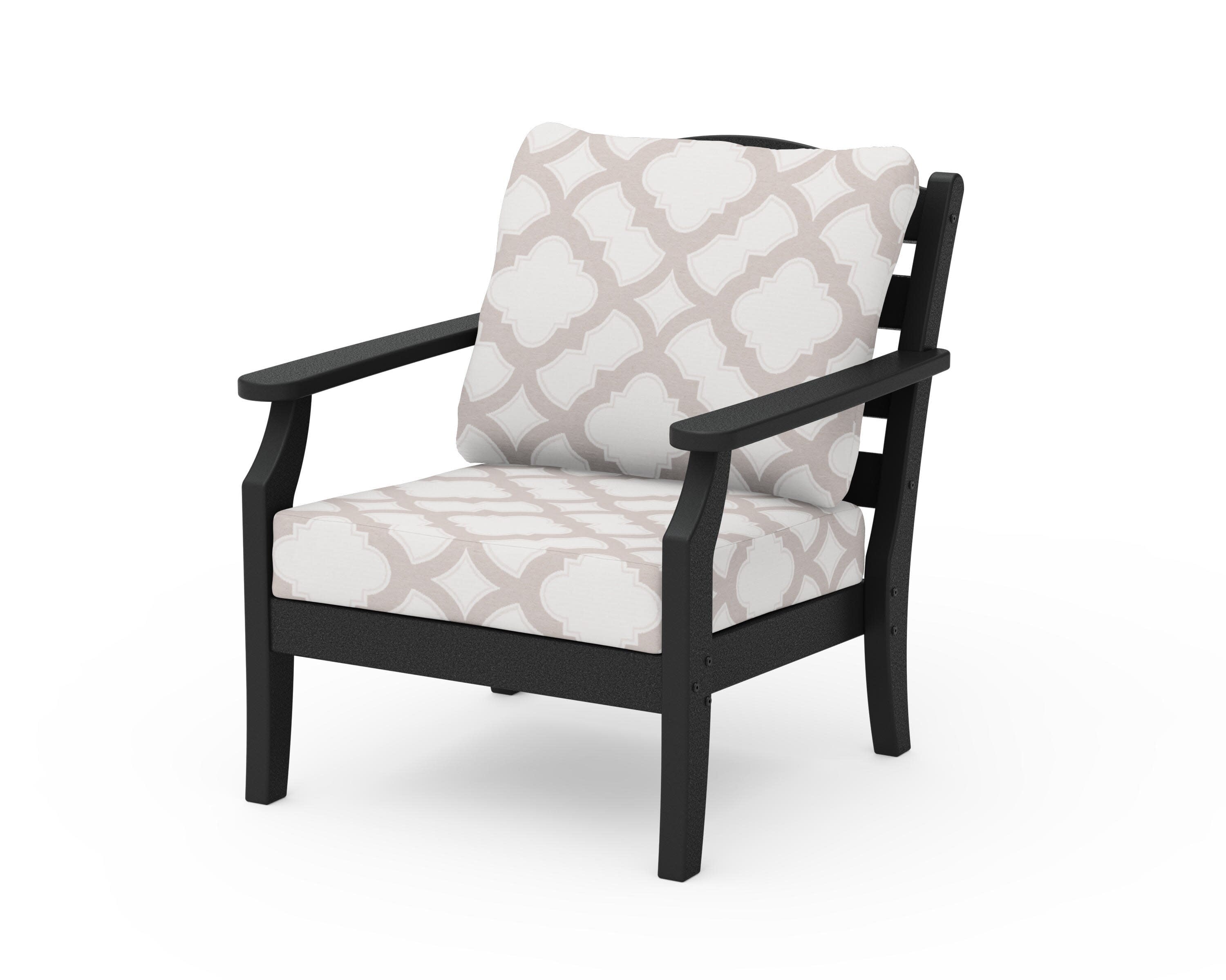 Savannah Deep Seating Chair in Black / Trellis Dune Burlap