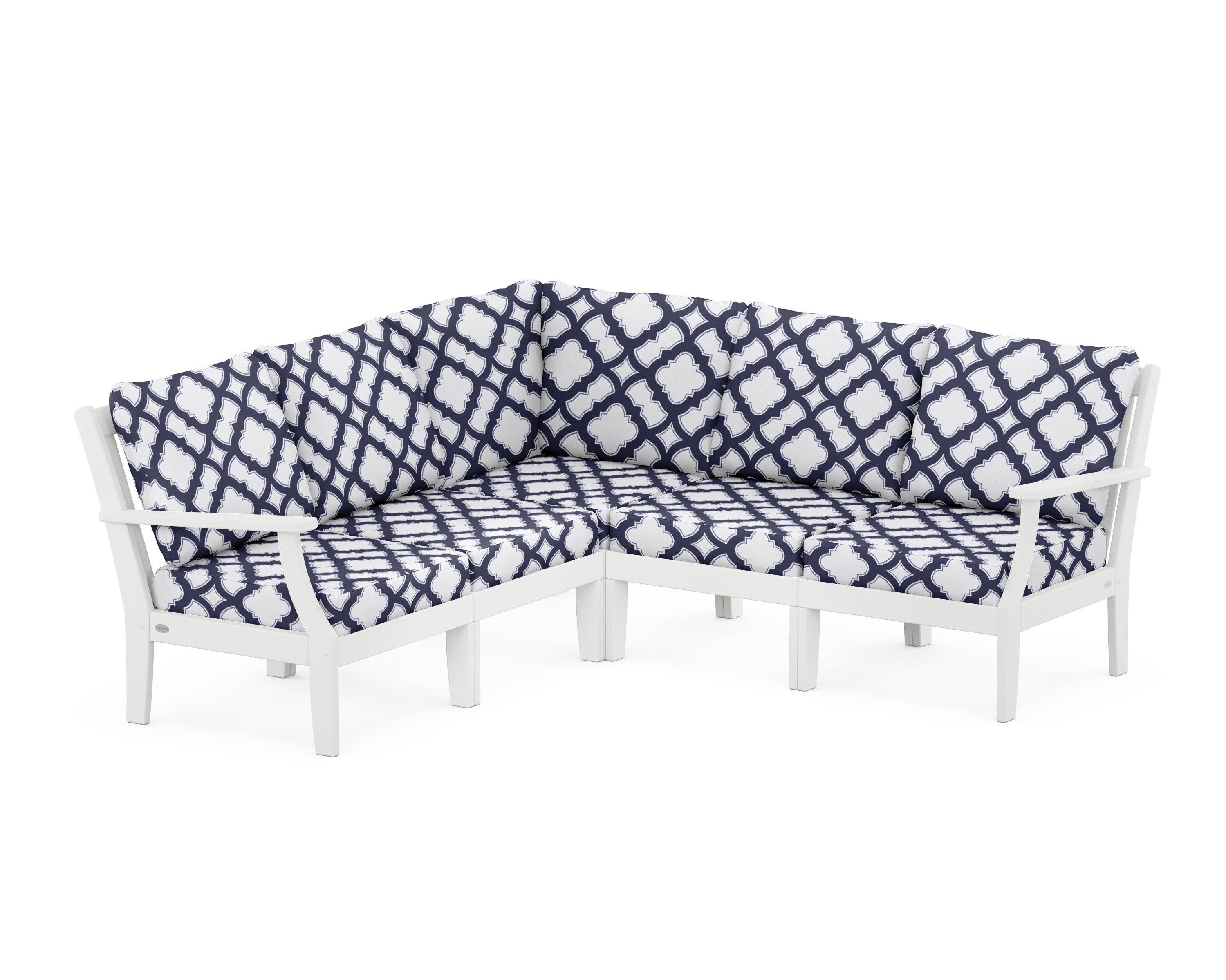 Braxton Modular 5-Piece Deep Seating Set in White / Trellis Navy