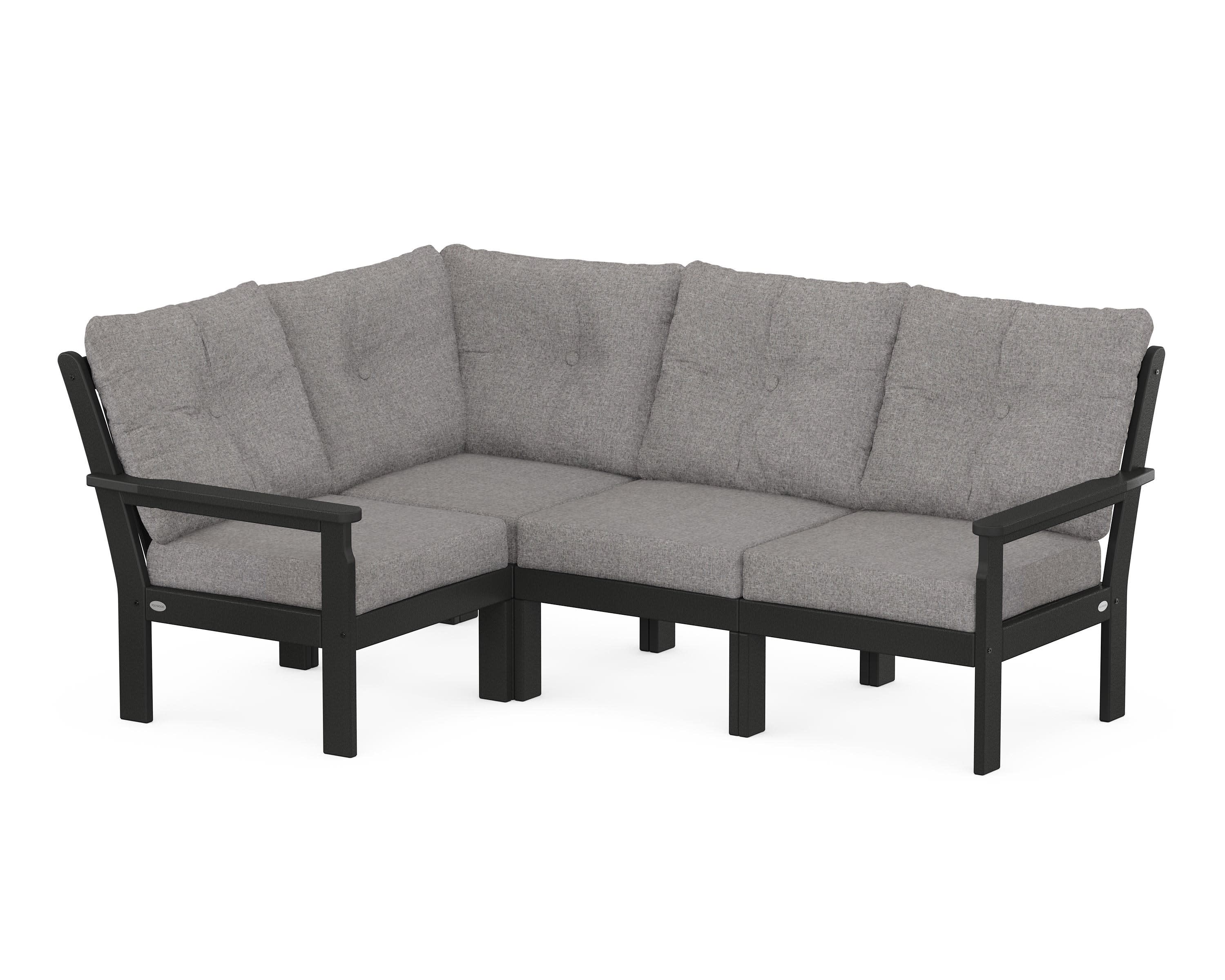 Vineyard 4-Piece Sectional in Black / Grey Mist