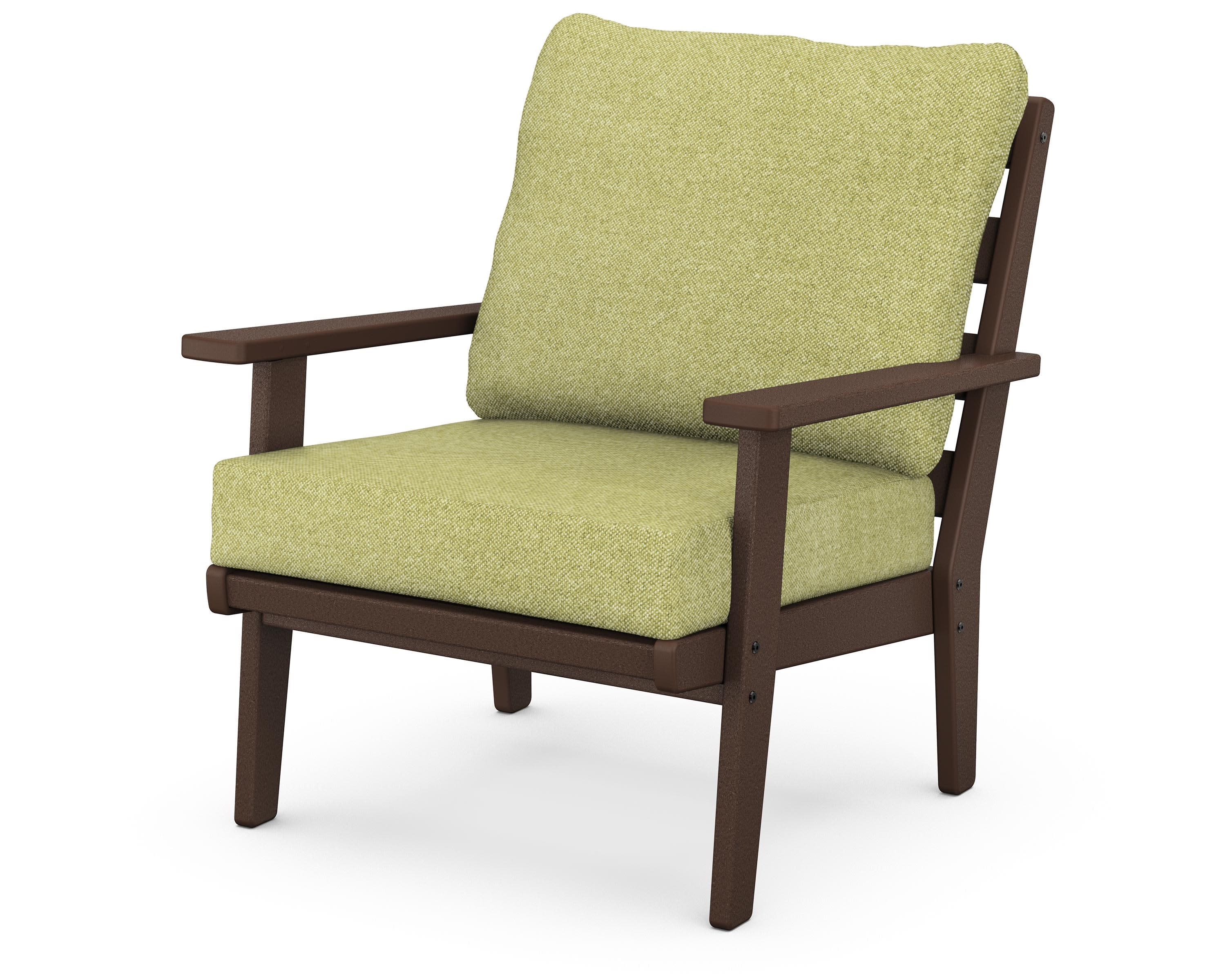 Grant Park Deep Seating Chair in Mahogany / Chartreuse Boucle