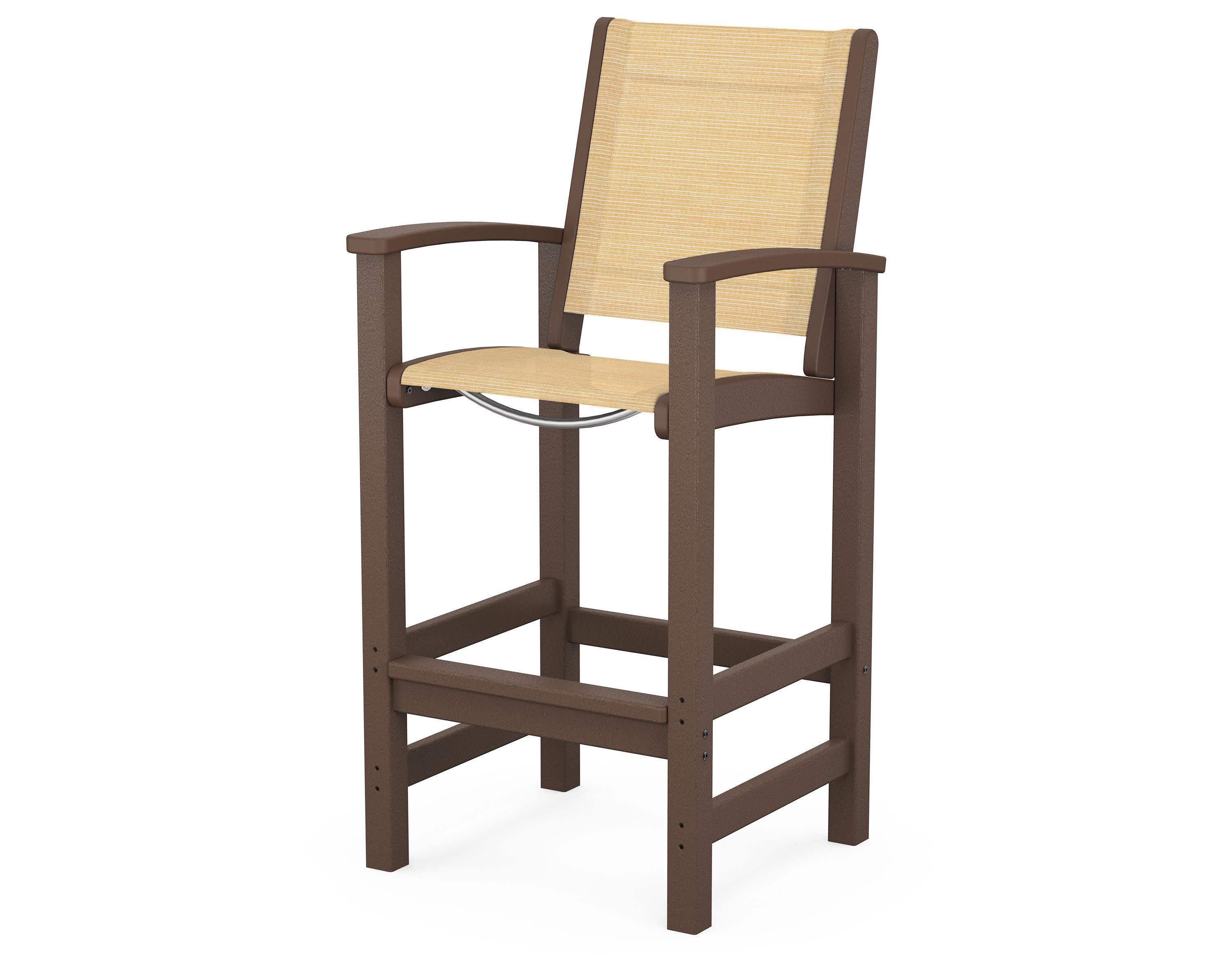 Coastal Bar Chair in Mahogany / Dupioni Apricot Sling
