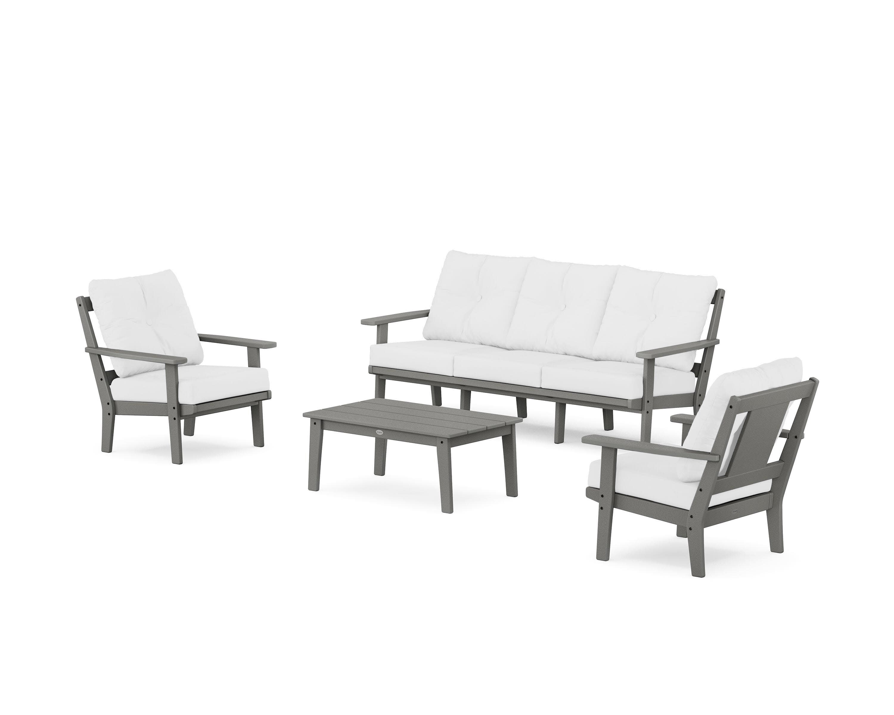 Prairie 4-Piece Deep Seating Set with Sofa in Slate Grey / Natural