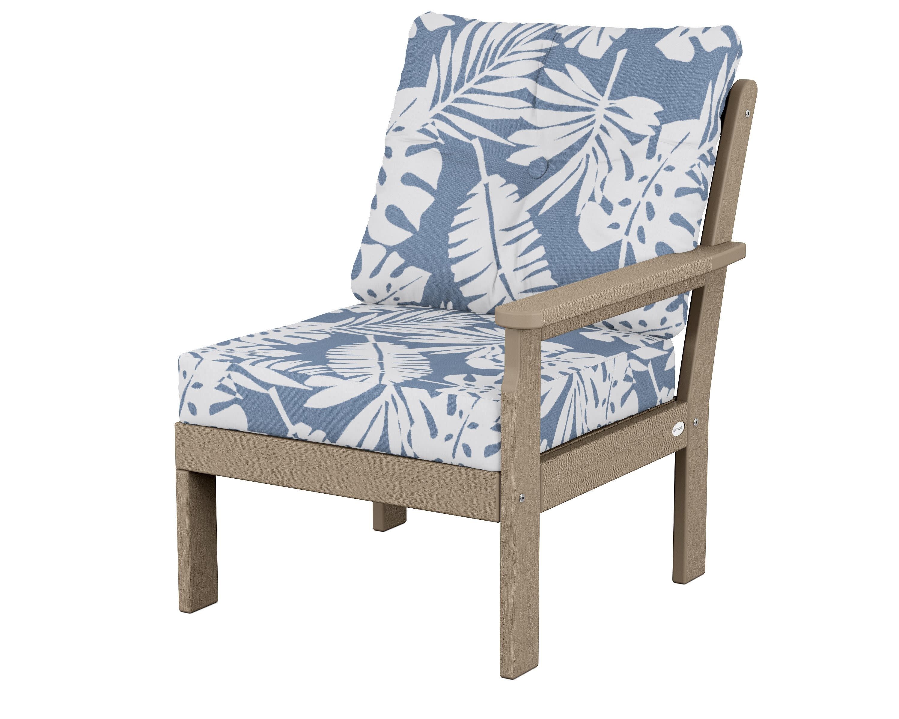 Vineyard Modular Right Arm Chair in Vintage Sahara / Leaf Sky Blue