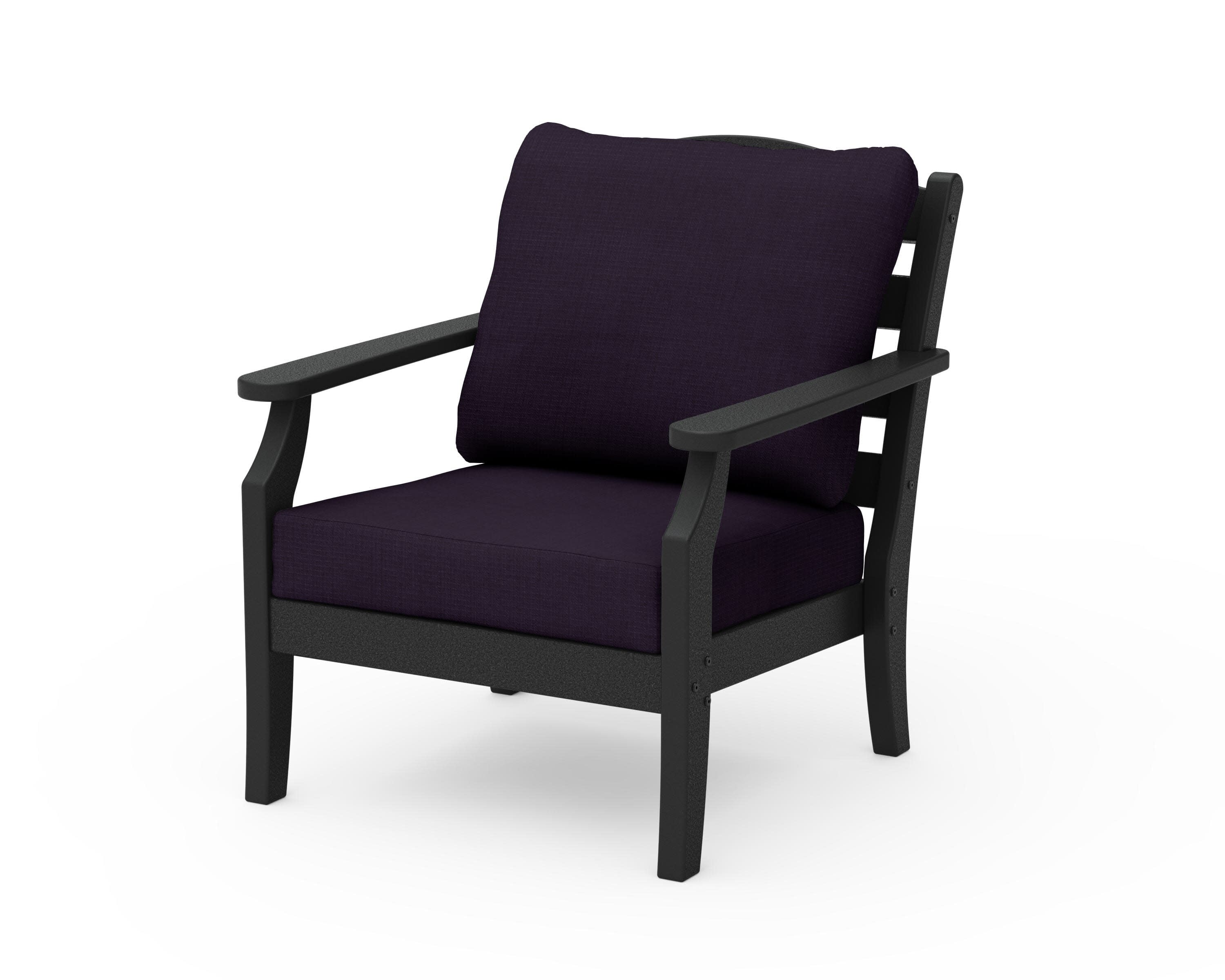 Savannah Deep Seating Chair in Black / Navy Linen