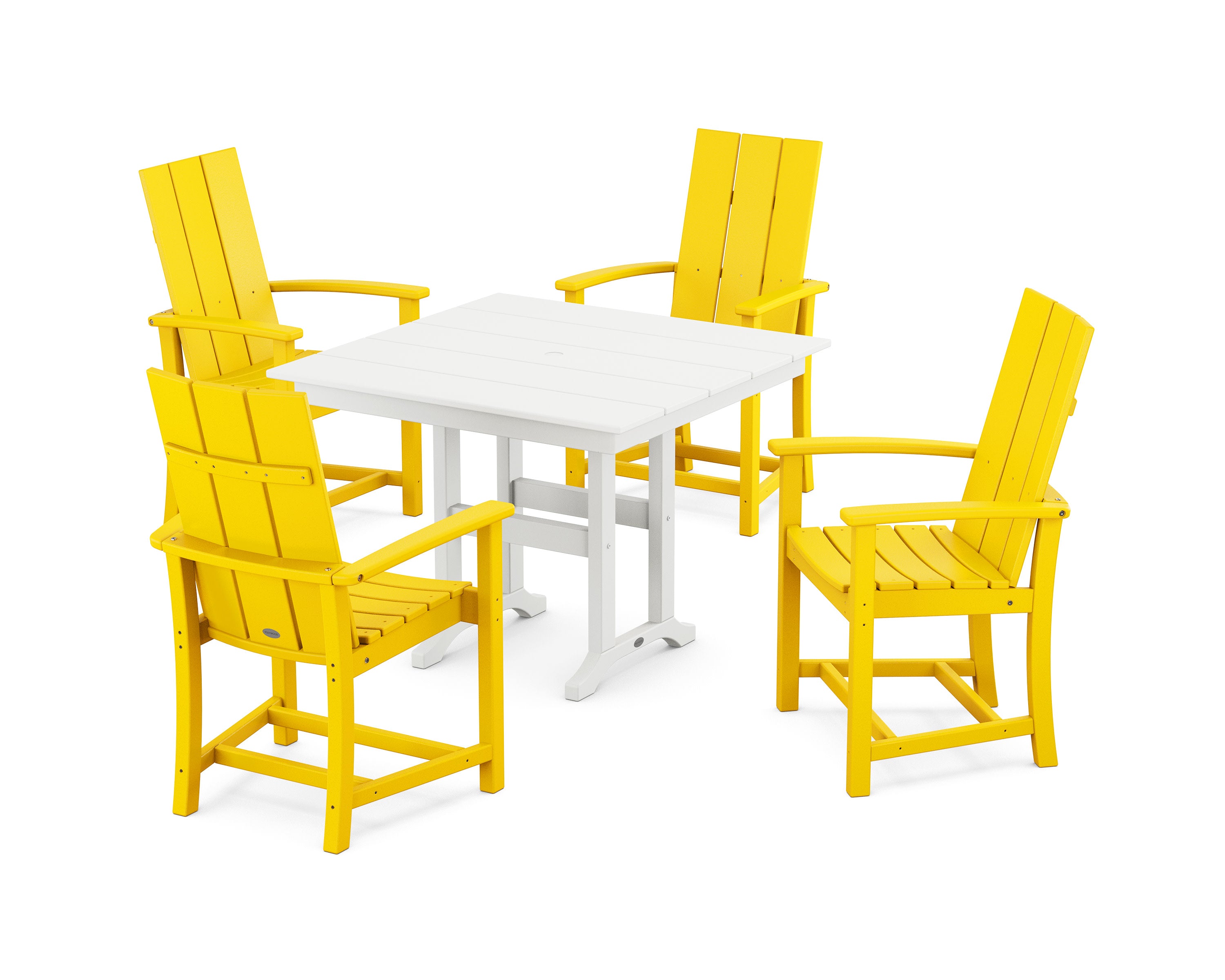 Modern Adirondack 5-Piece Farmhouse Dining Set in Lemon / White