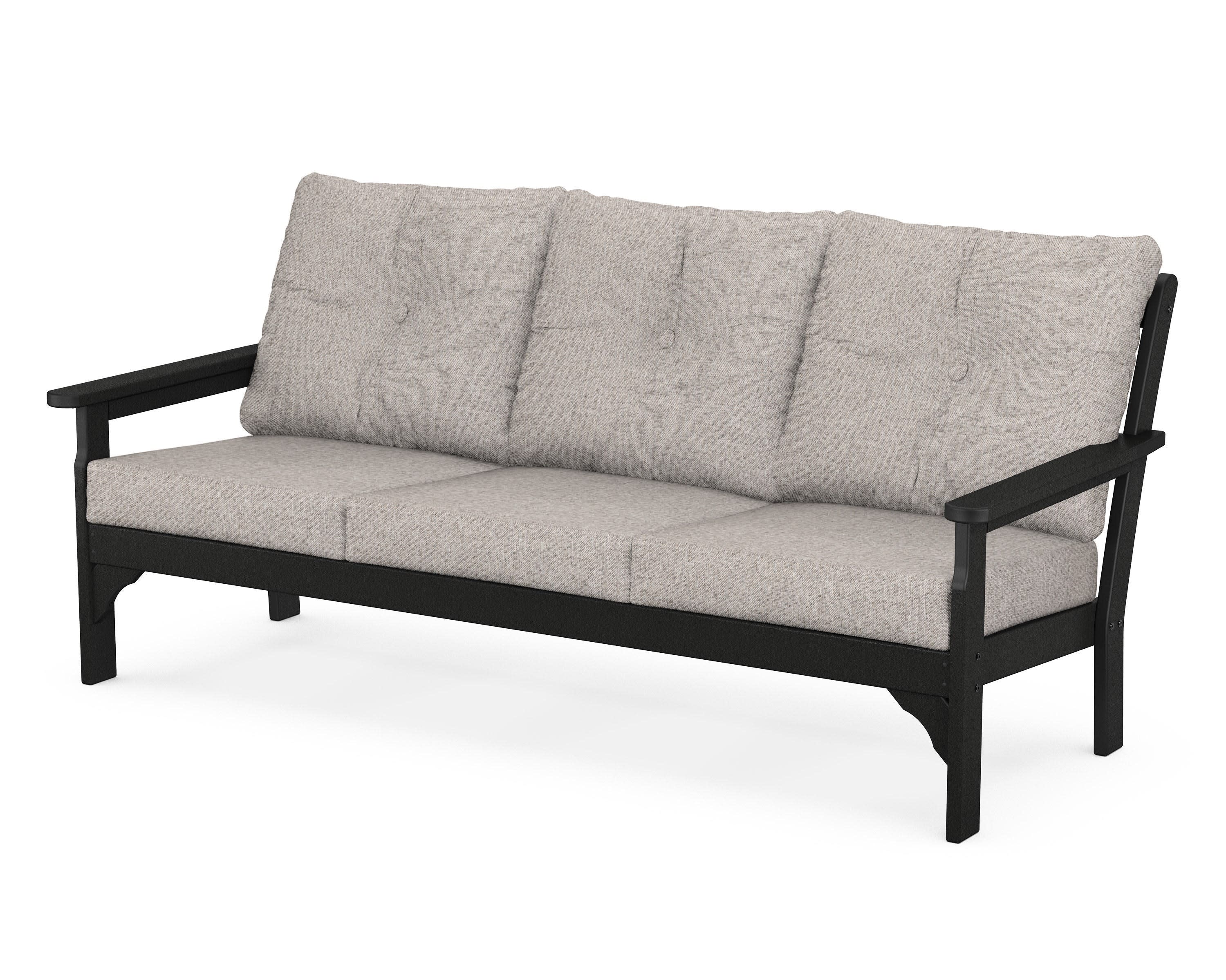Vineyard Deep Seating Sofa in Black / Weathered Tweed