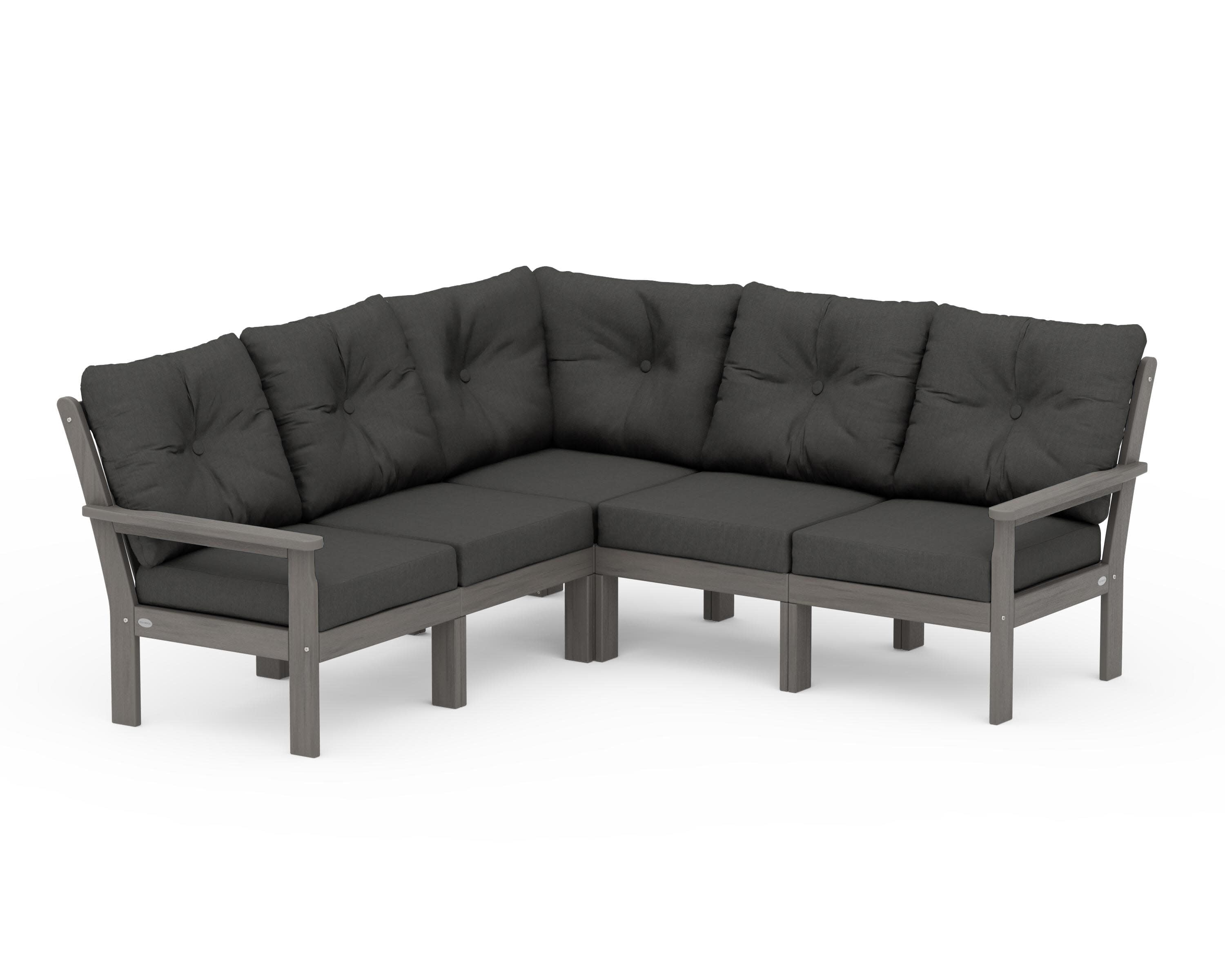 Vineyard 5-Piece Sectional in Driftwood / Spectrum Carbon