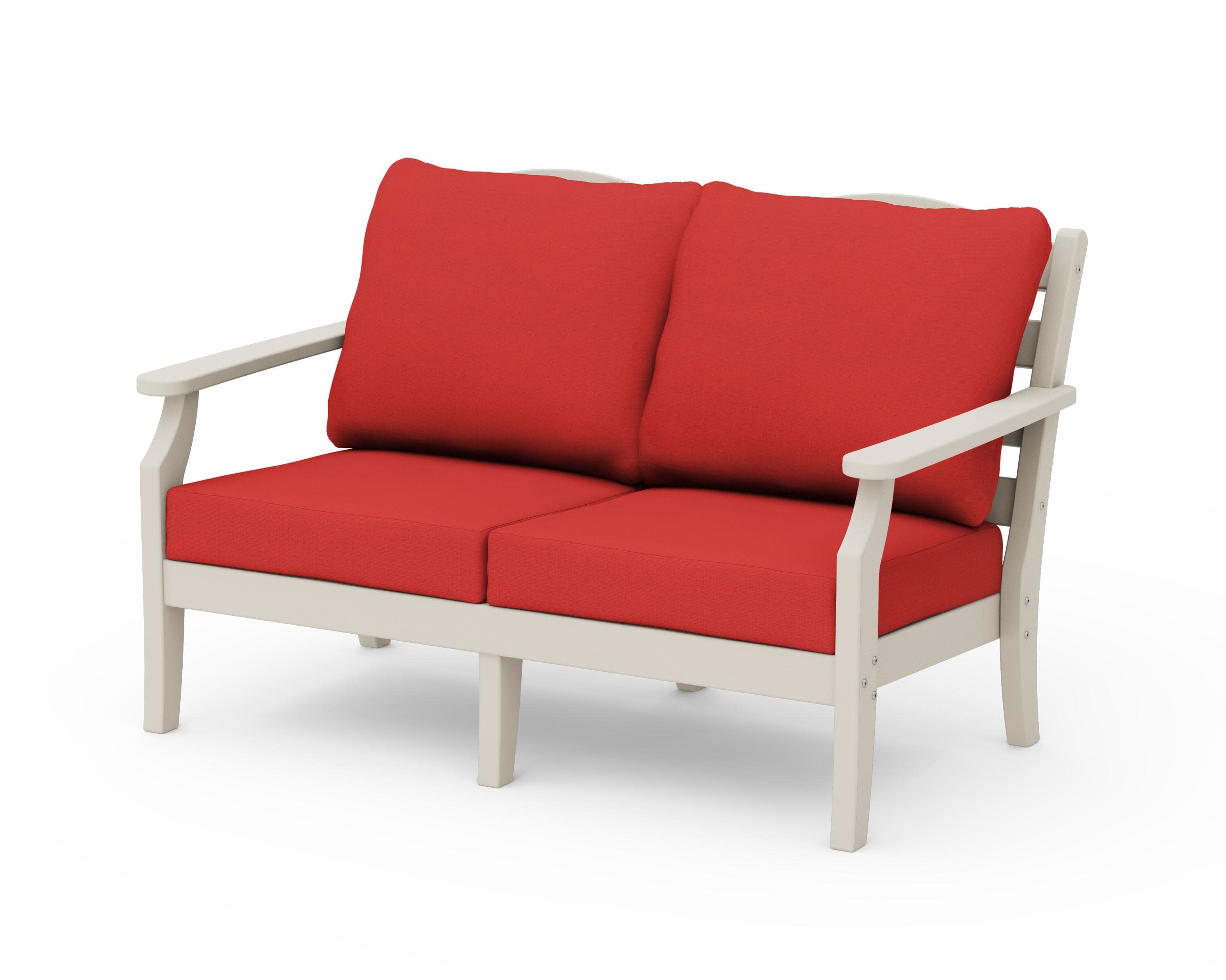 Savannah Deep Seating Loveseat in Sand / Crimson Linen
