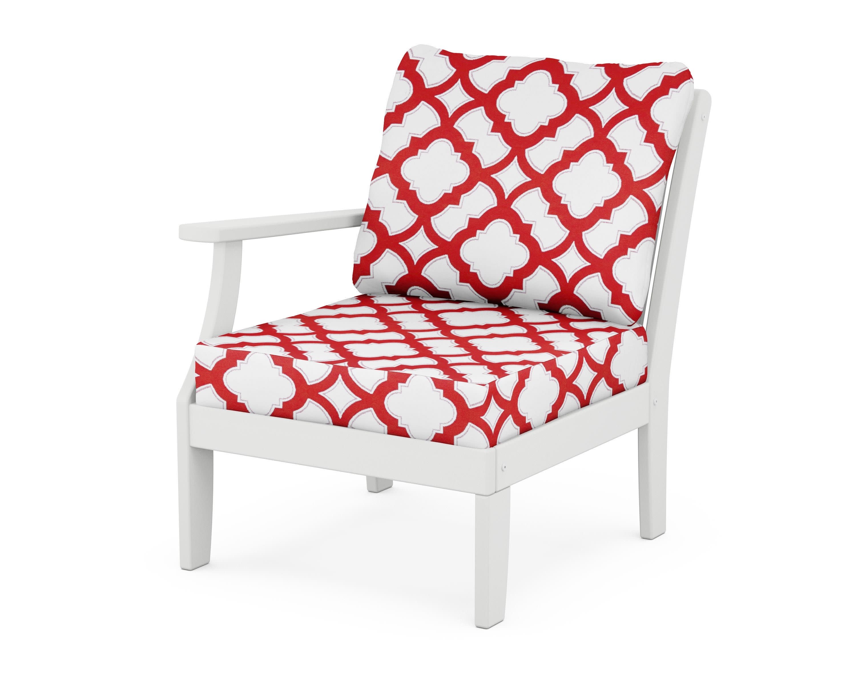 Braxton Modular Left Arm Chair in White / Trellis Crimson