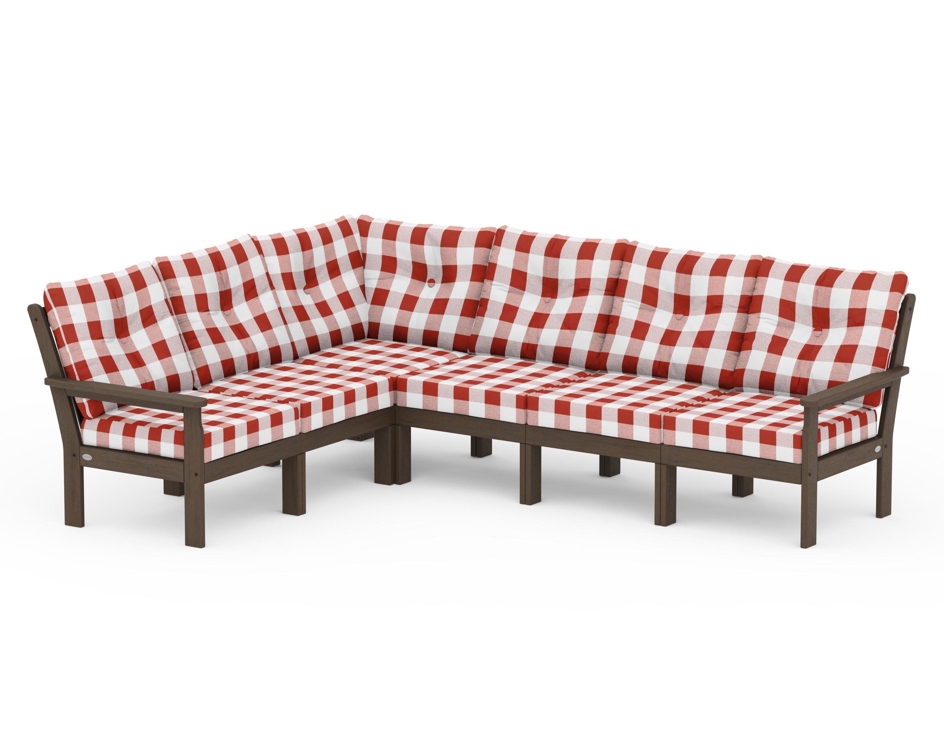 Vineyard 6-Piece Sectional in Kona / Buffalo Plaid Crimson