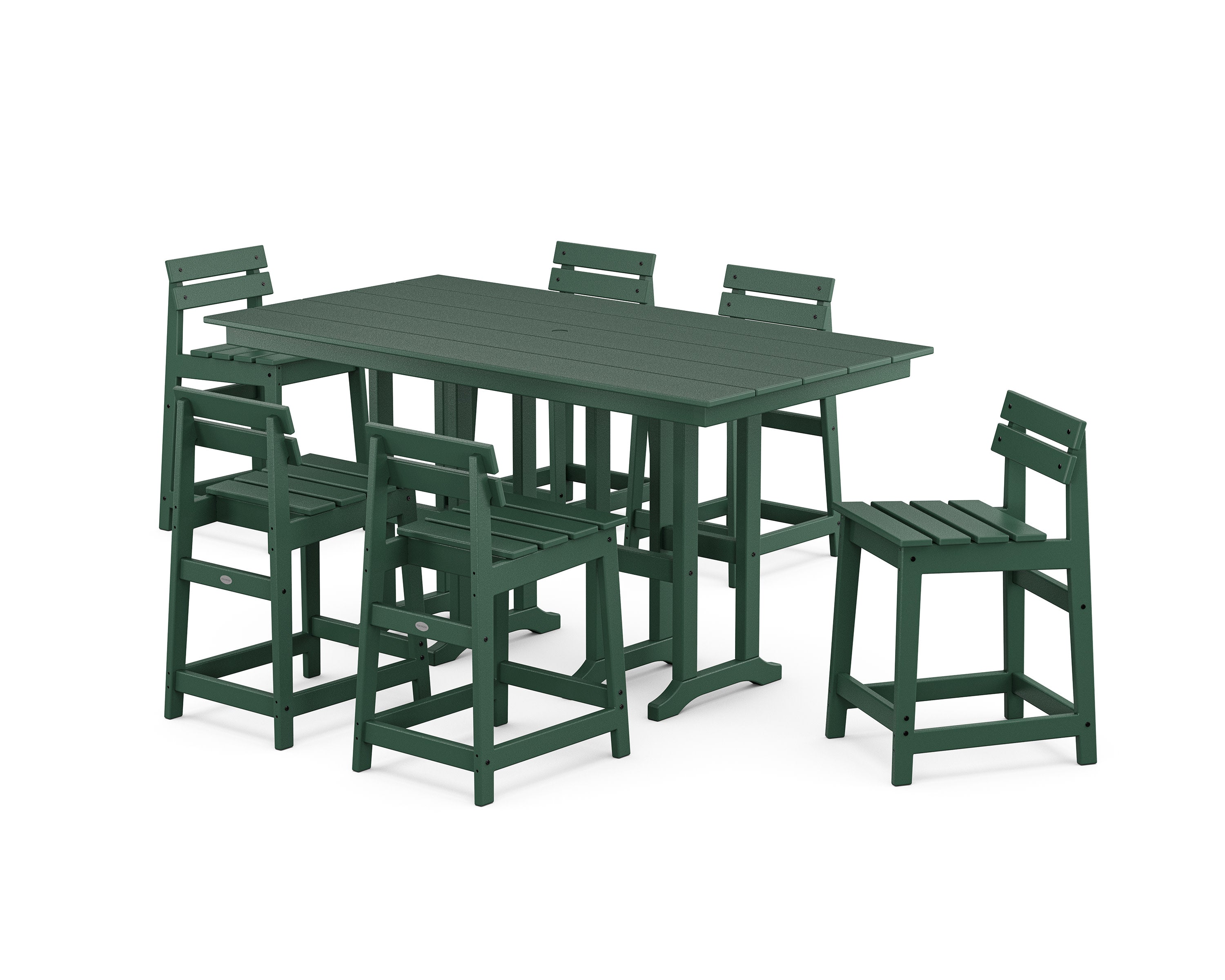 Modern Studio Plaza Lowback Counter Chair 7-Piece Set in Green