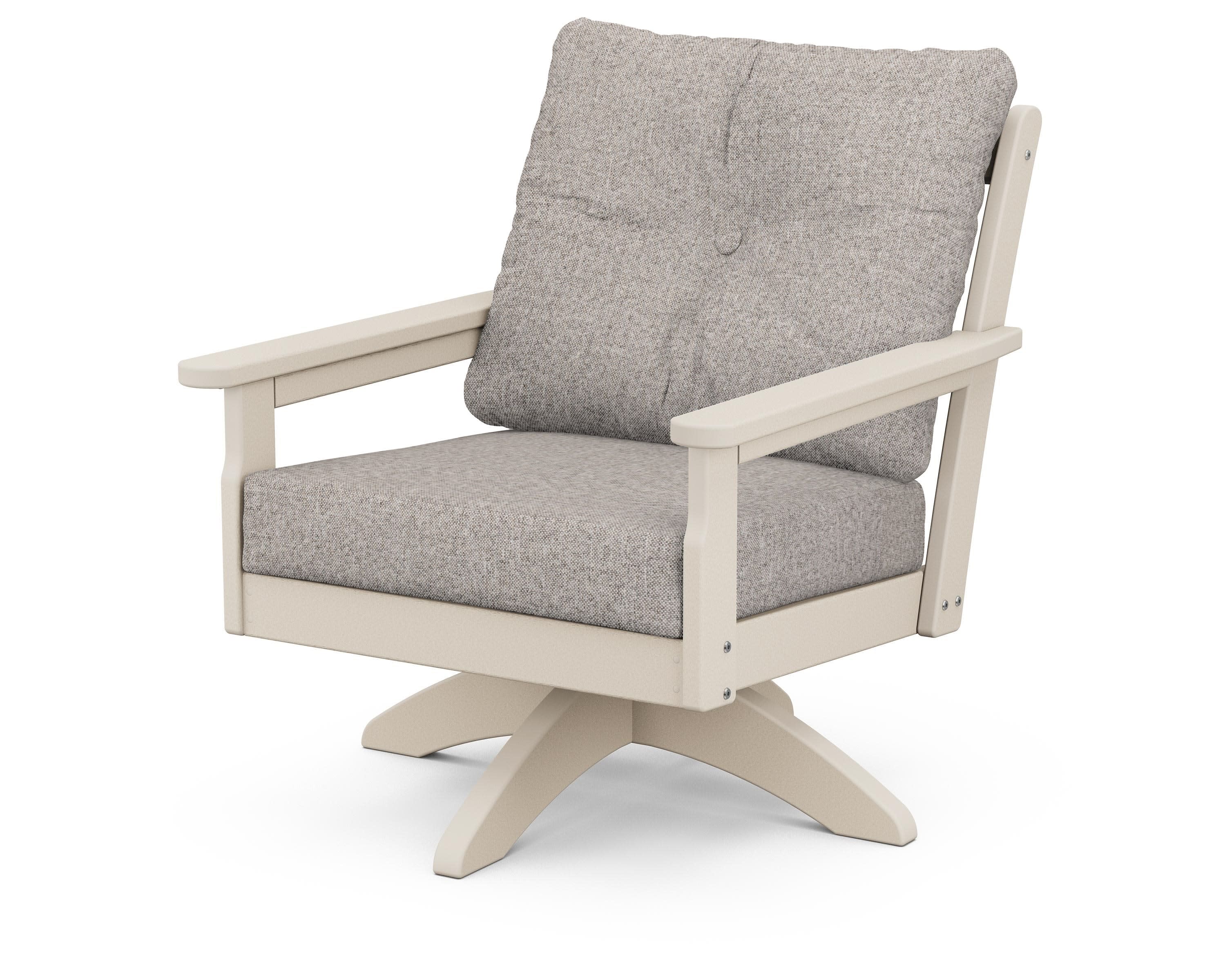 Vineyard Deep Seating Swivel Chair in Sand / Weathered Tweed