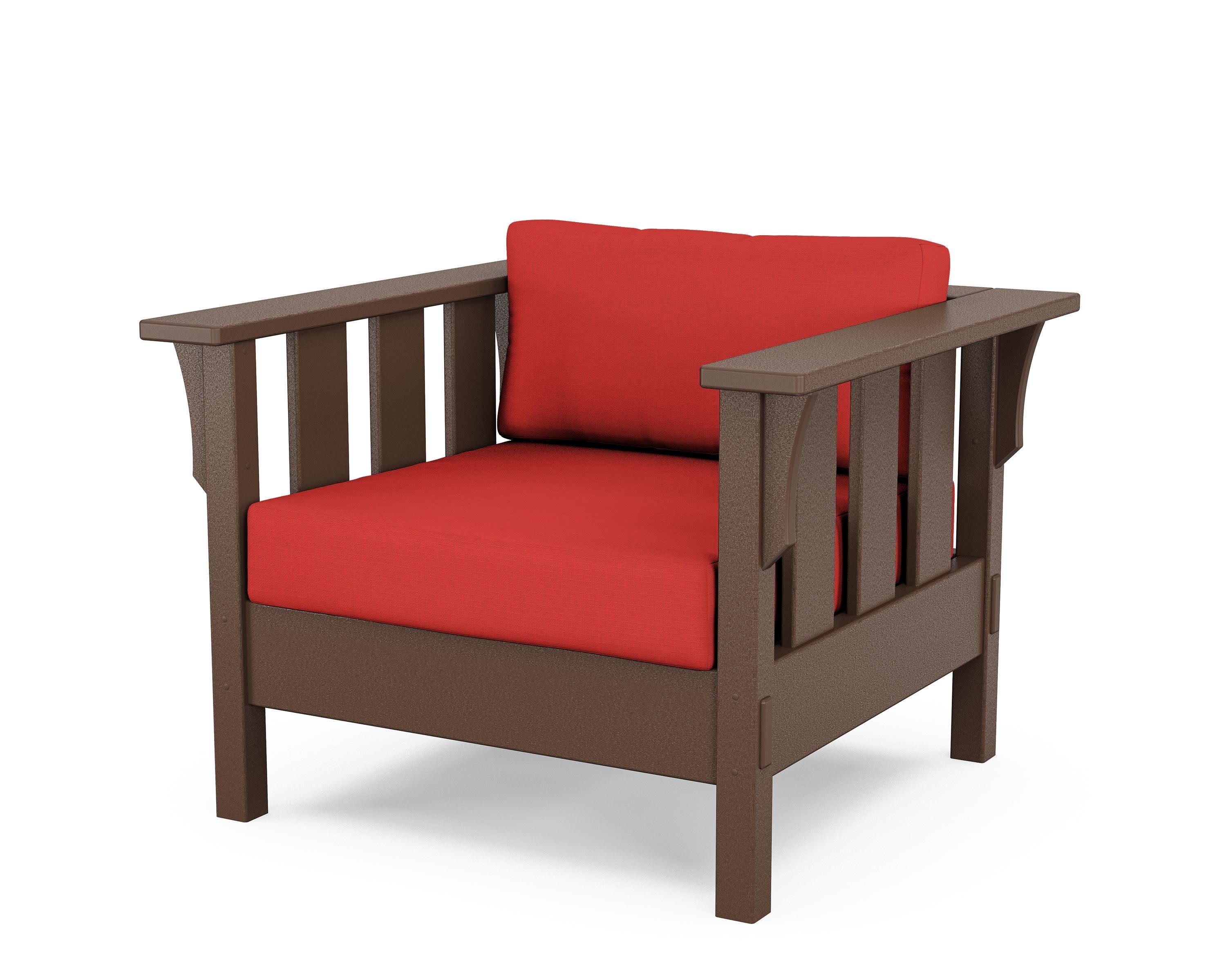 Acadia Deep Seating Chair in Mahogany / Crimson Linen
