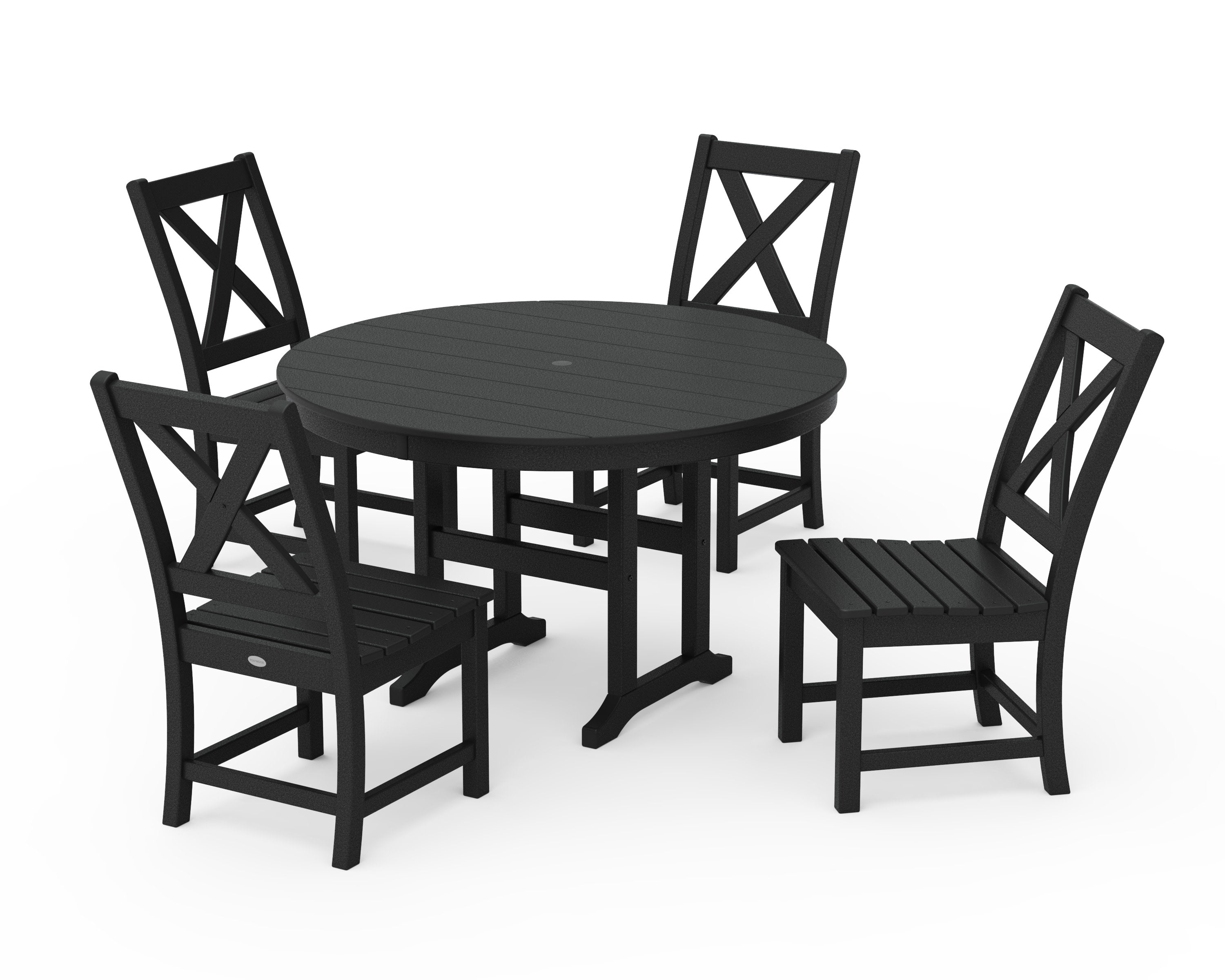 Braxton Side Chair 5-Piece Round Dining Set in Black