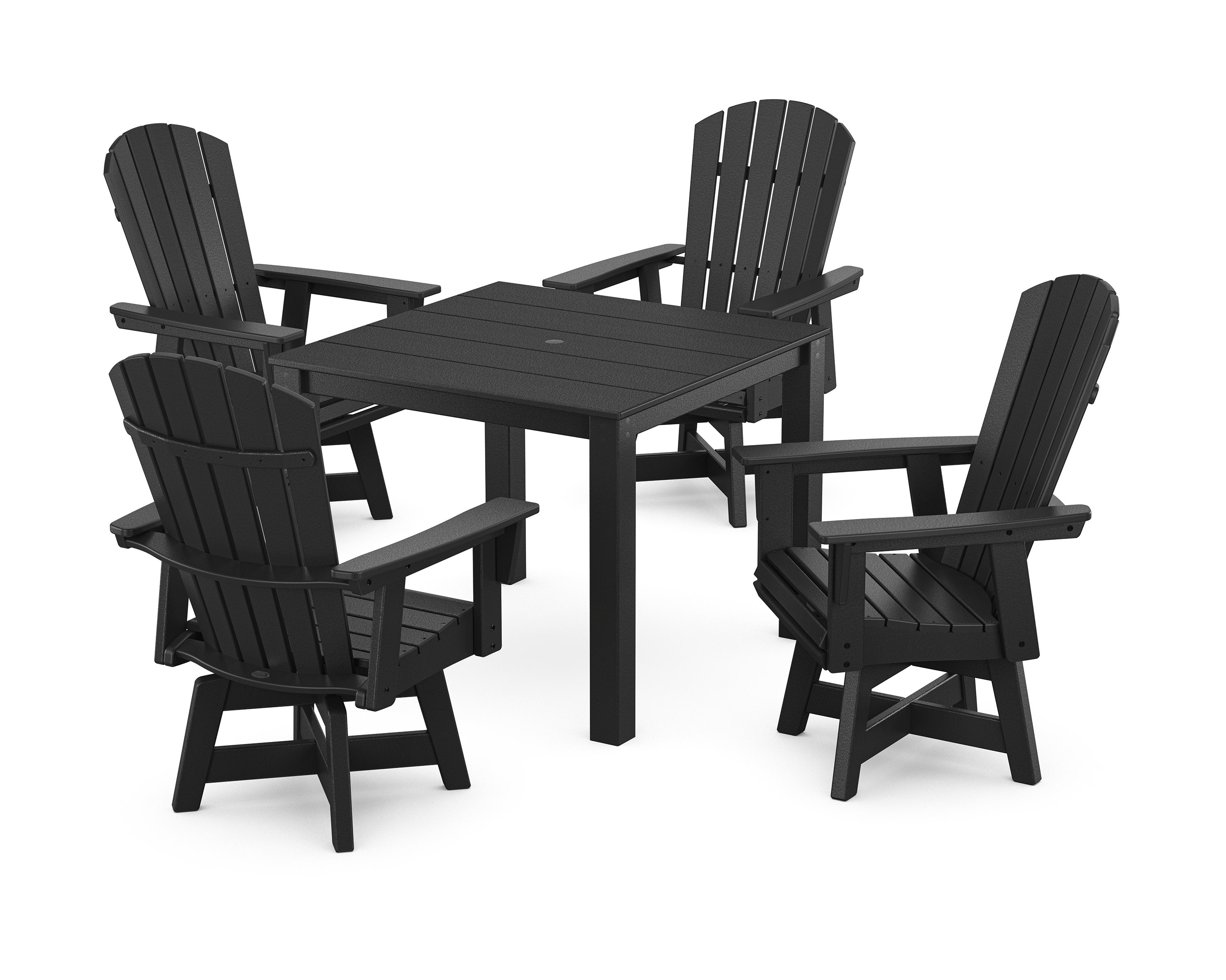 Nautical Curveback Adirondack Swivel 5-Piece Parsons Dining Set in Black