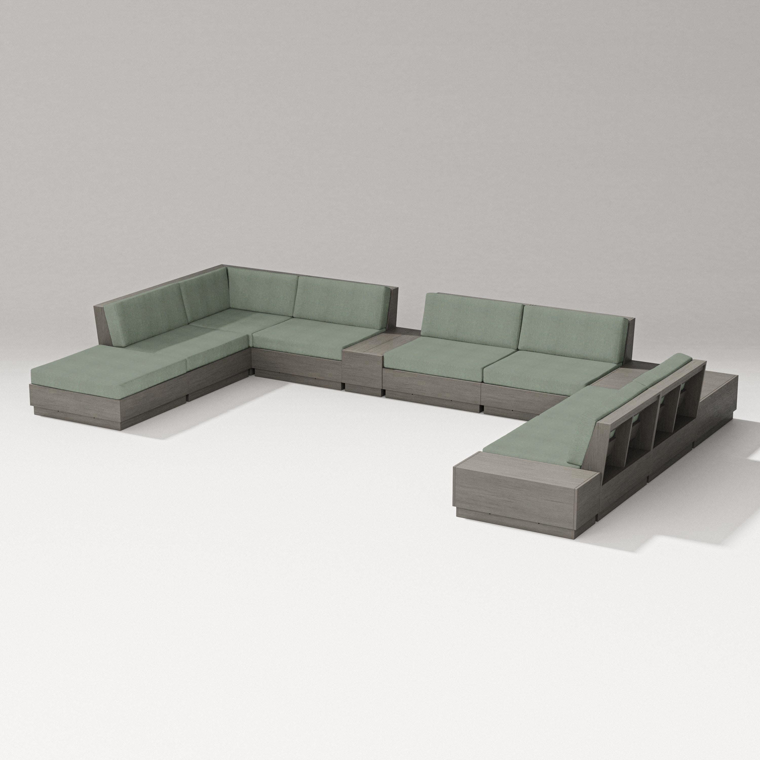 Elevate 11-Piece Conversation Sectional Set in Driftwood / Cast Sage
