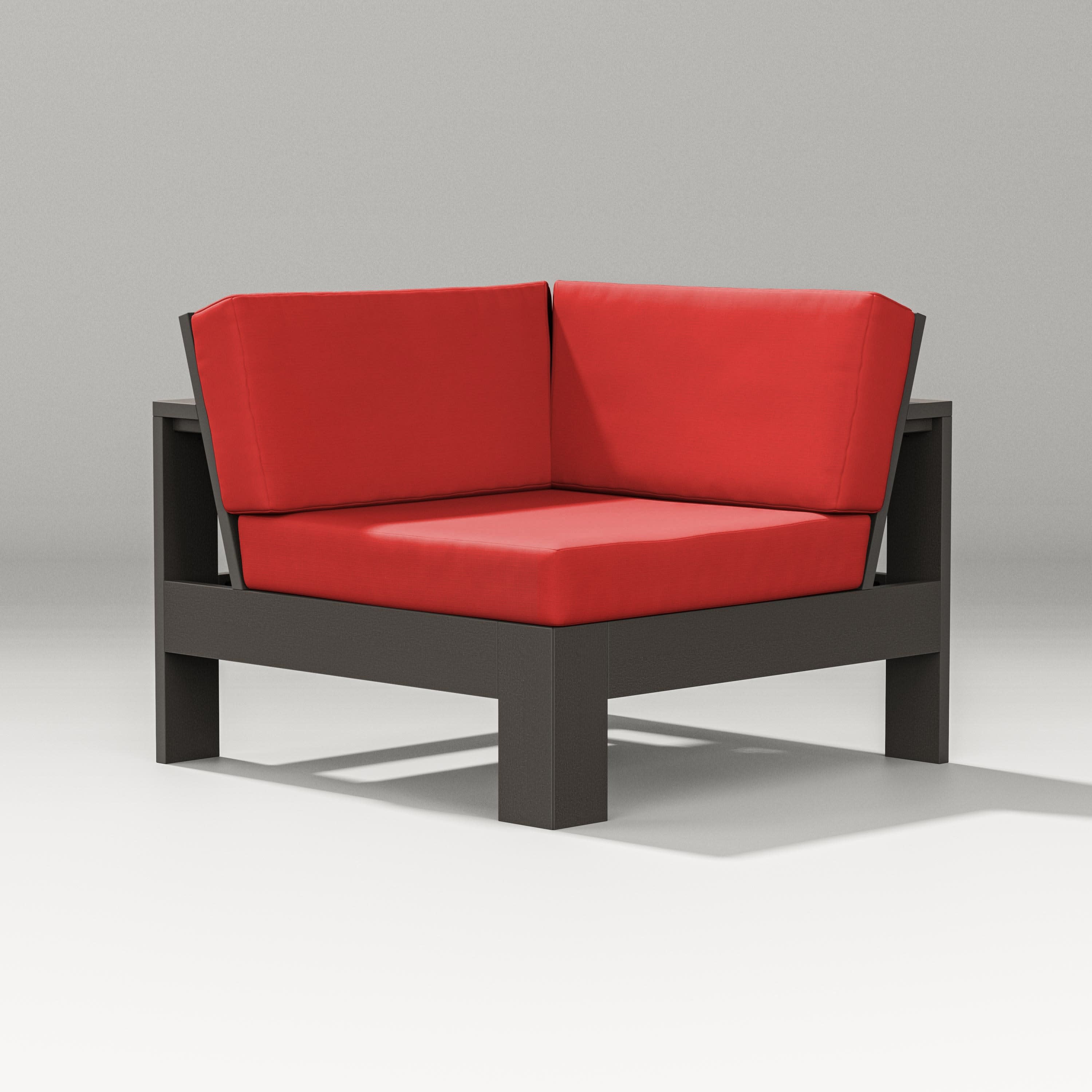 Latitude Modular Corner Chair in Vintage Coffee / Crimson Linen