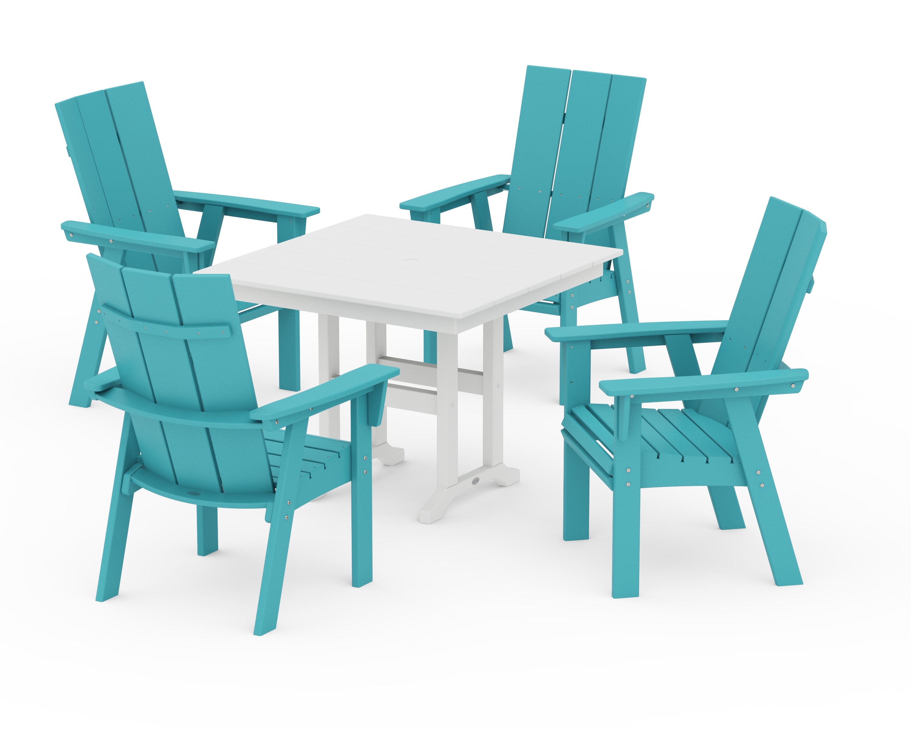 Modern Adirondack 5-Piece Farmhouse Dining Set in Aruba / White