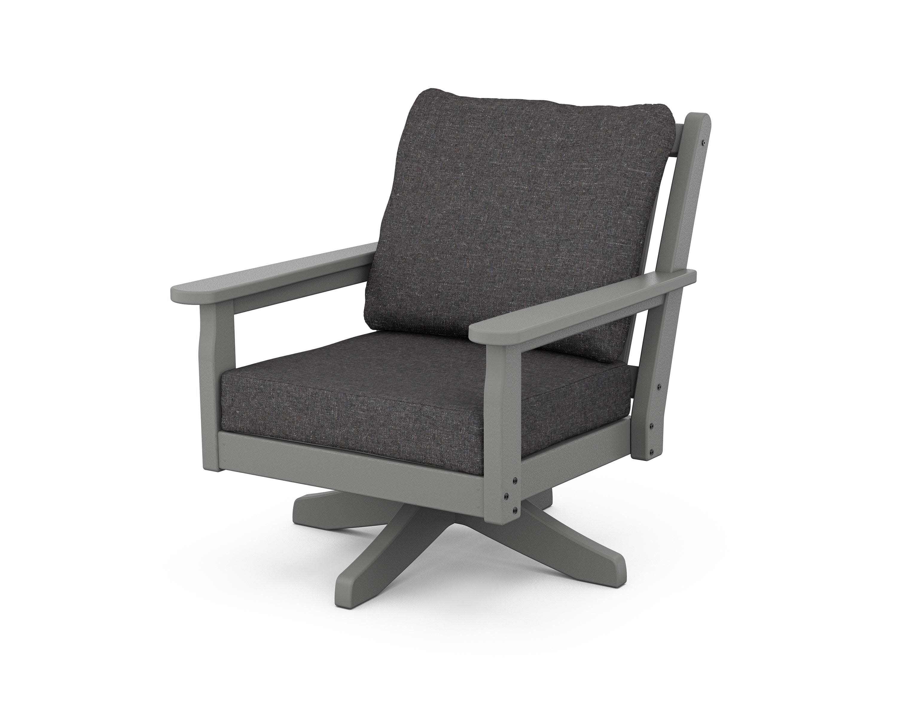 Chippendale Deep Seating Swivel Chair in Slate Grey / Ash Charcoal