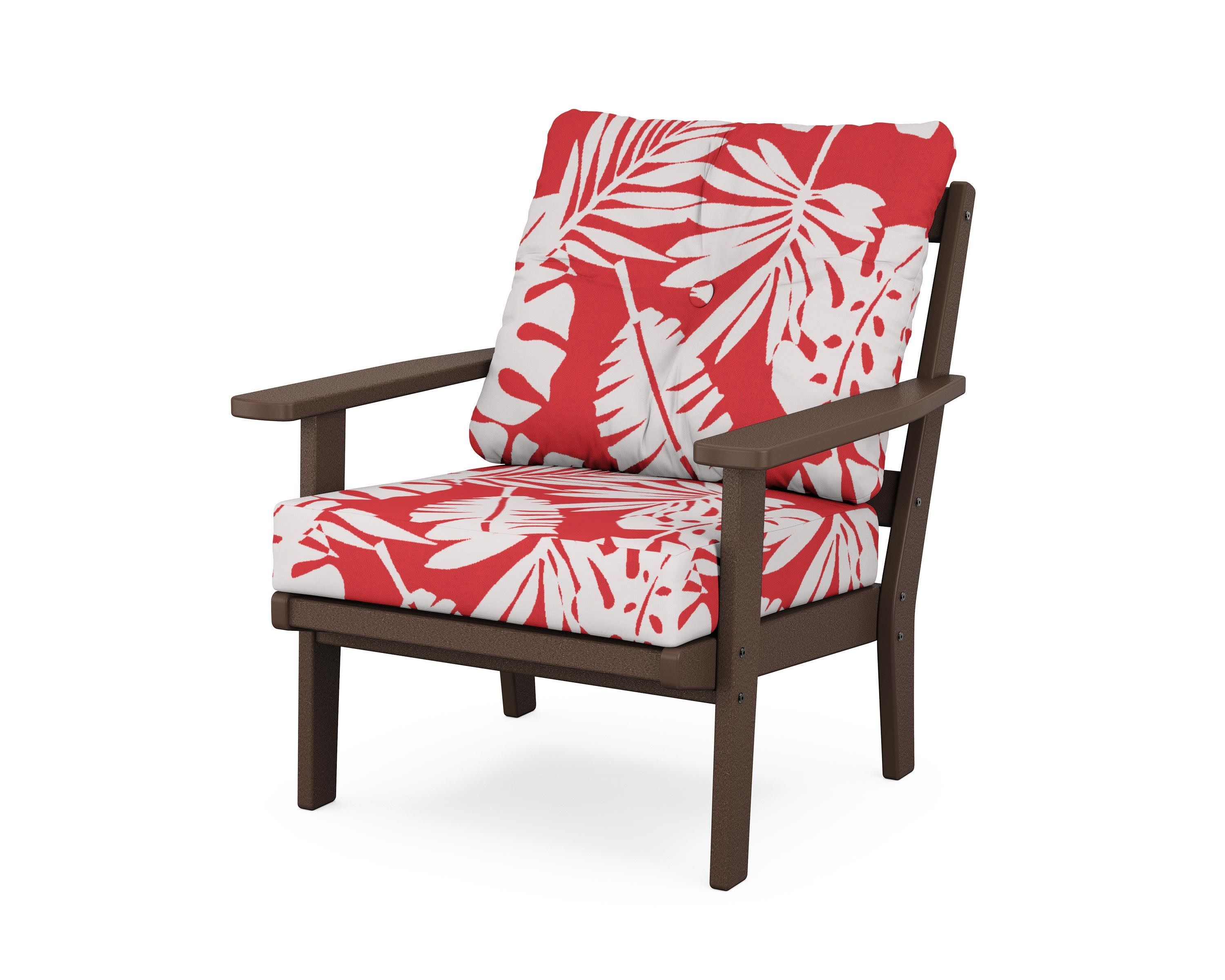 Oxford Deep Seating Chair in Mahogany / Leaf Crimson