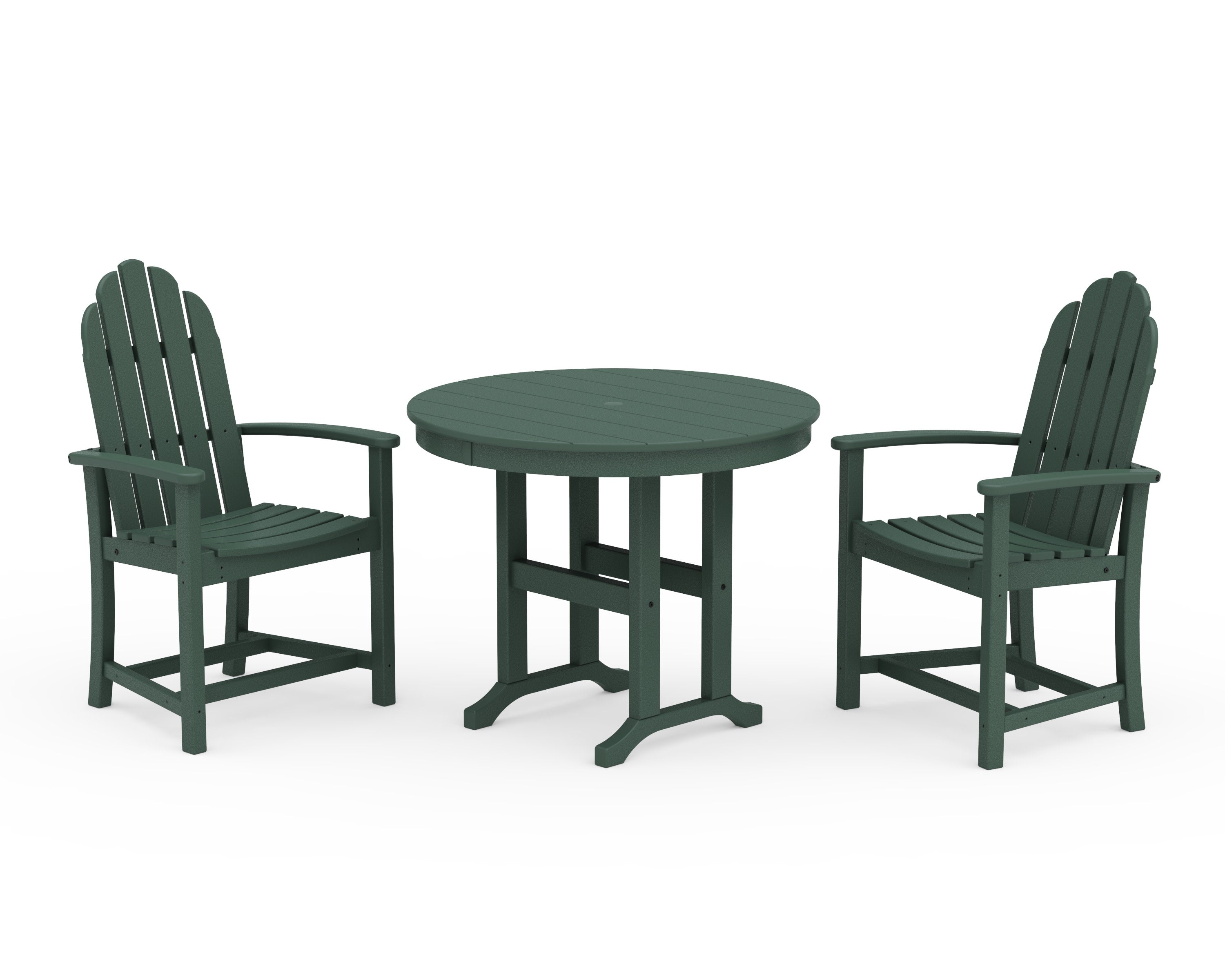 Classic Adirondack 3-Piece Round Dining Set in Green
