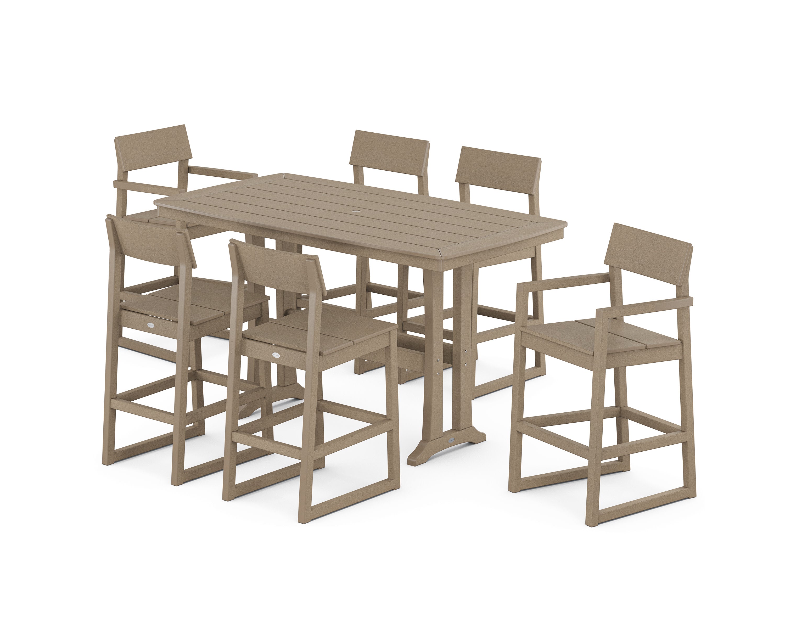 EDGE 7-Piece Bar Set with Trestle Legs in Vintage Sahara