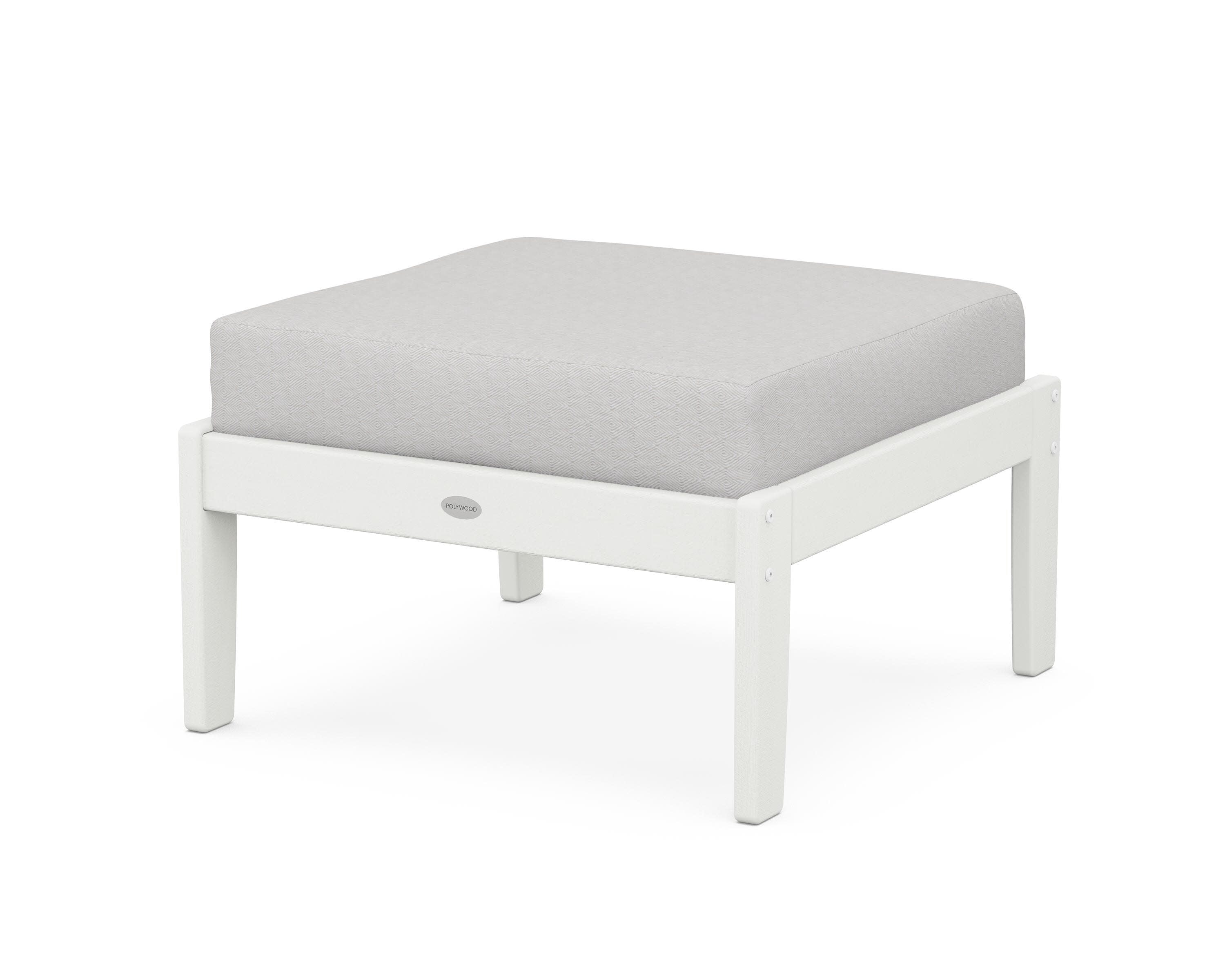 Braxton Deep Seating Ottoman in Vintage White / Diamond in the Rough