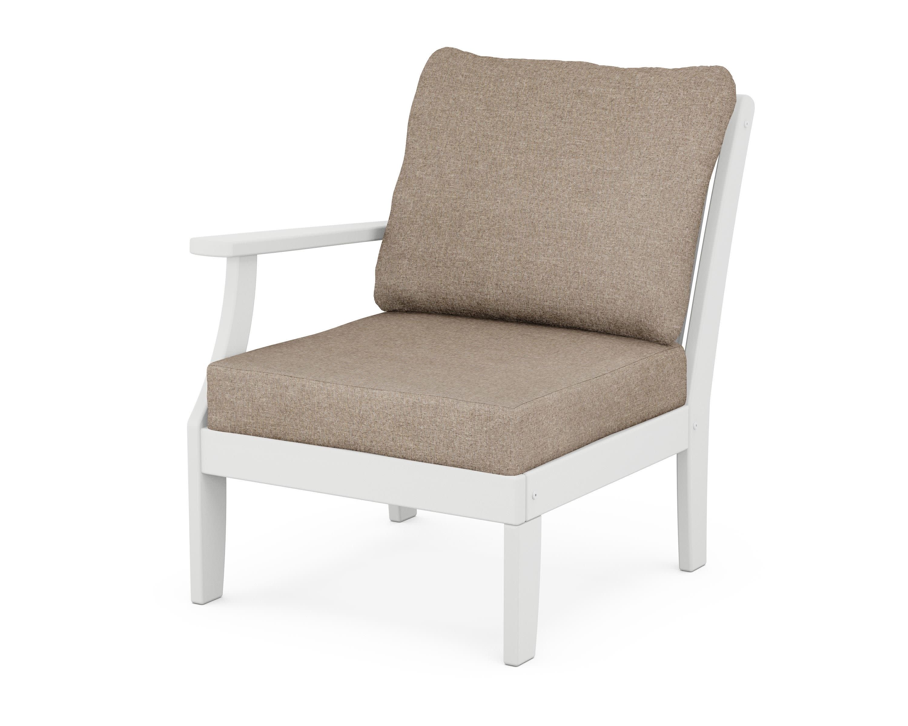 Braxton Modular Left Arm Chair in White / Spiced Burlap