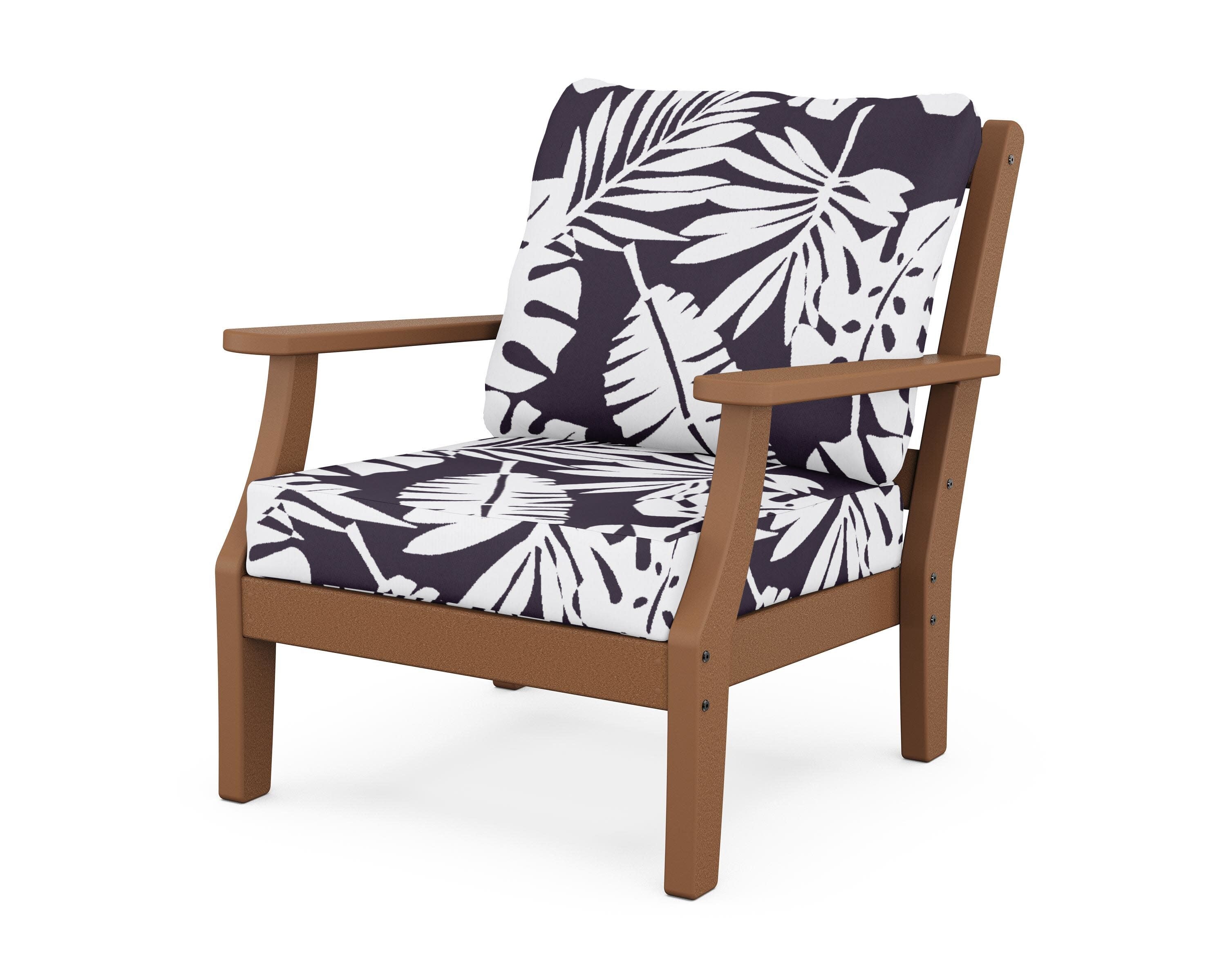 Chinoiserie Deep Seating Chair in Teak / Leaf Navy