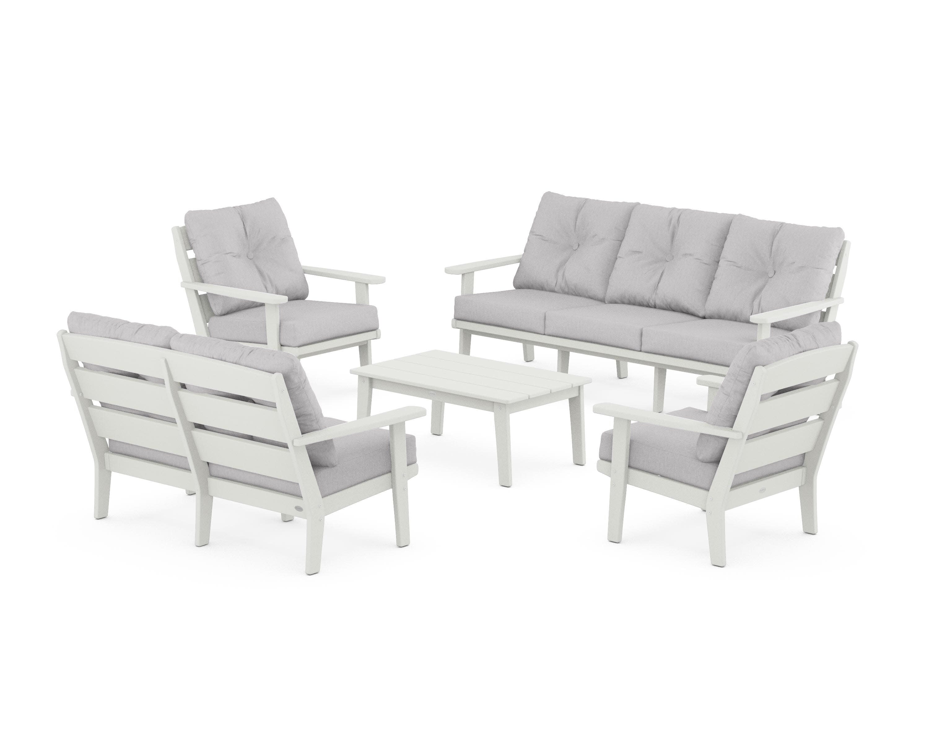 Lakeside 5-Piece Lounge Sofa Set in Vintage White / Granite