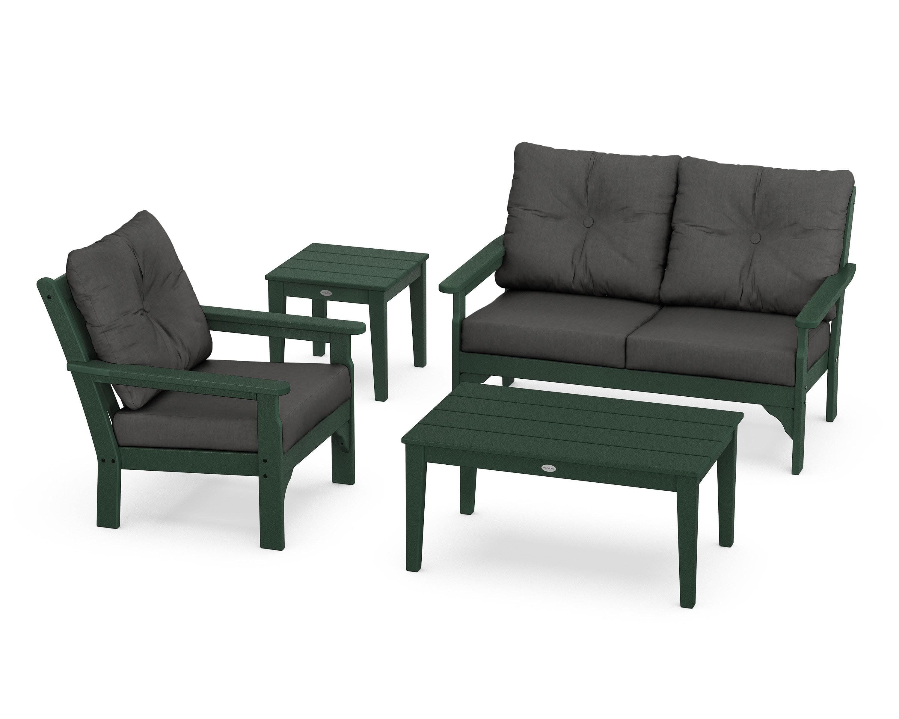 Vineyard 4-Piece Deep Seating Set in Green / Spectrum Carbon