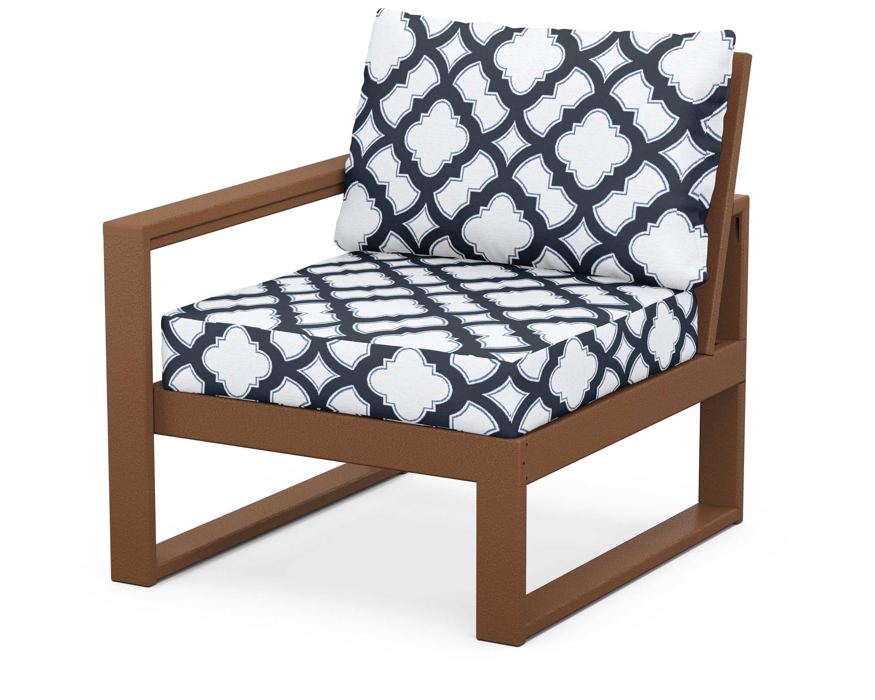 EDGE Modular Left Arm Chair in Teak / Trellis Marine Indigo