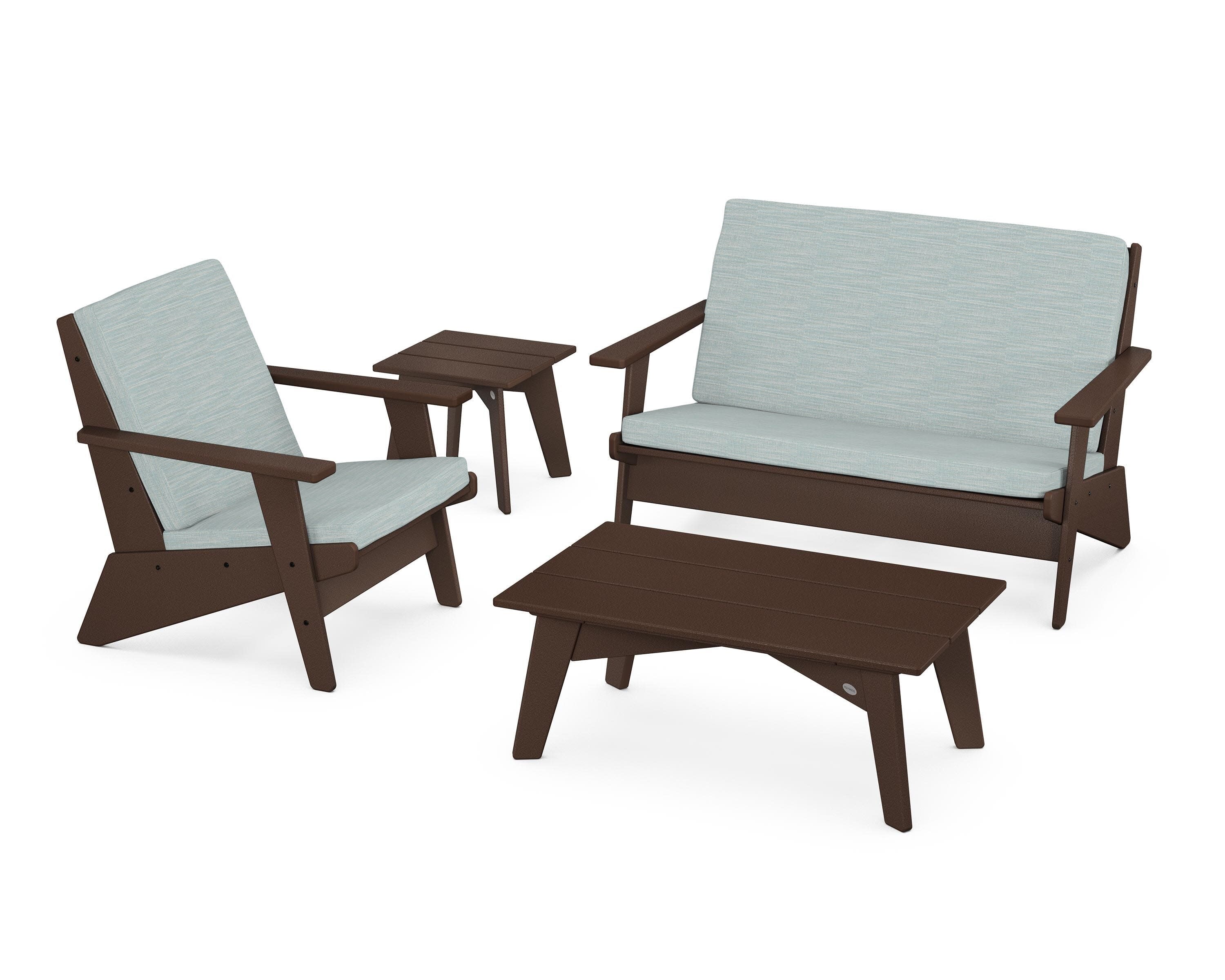 Riviera Modern Lounge 4-Piece Set in Mahogany / Soothe Mist