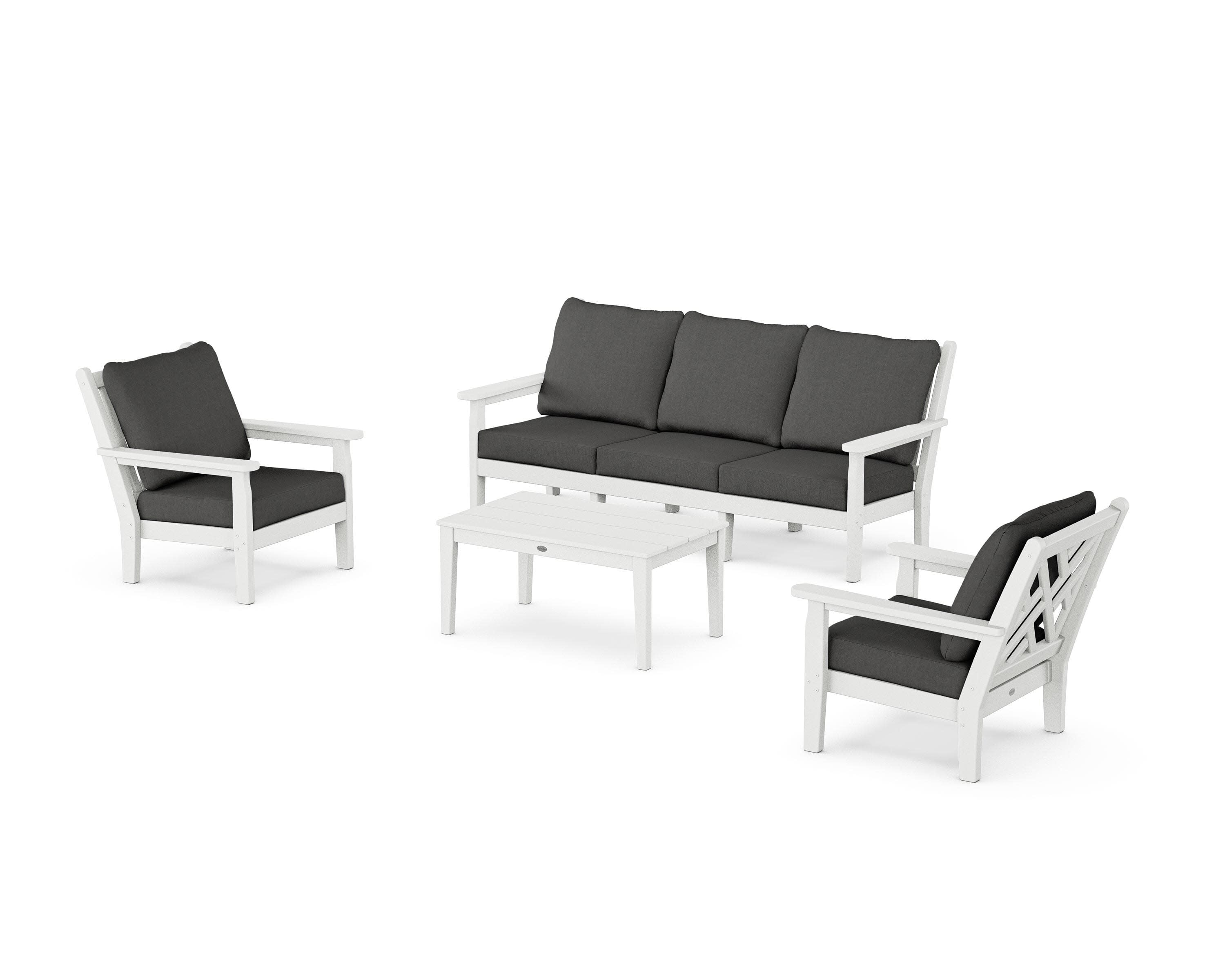 Chippendale 4-Piece Deep Seating Set with Sofa in White / Spectrum Carbon