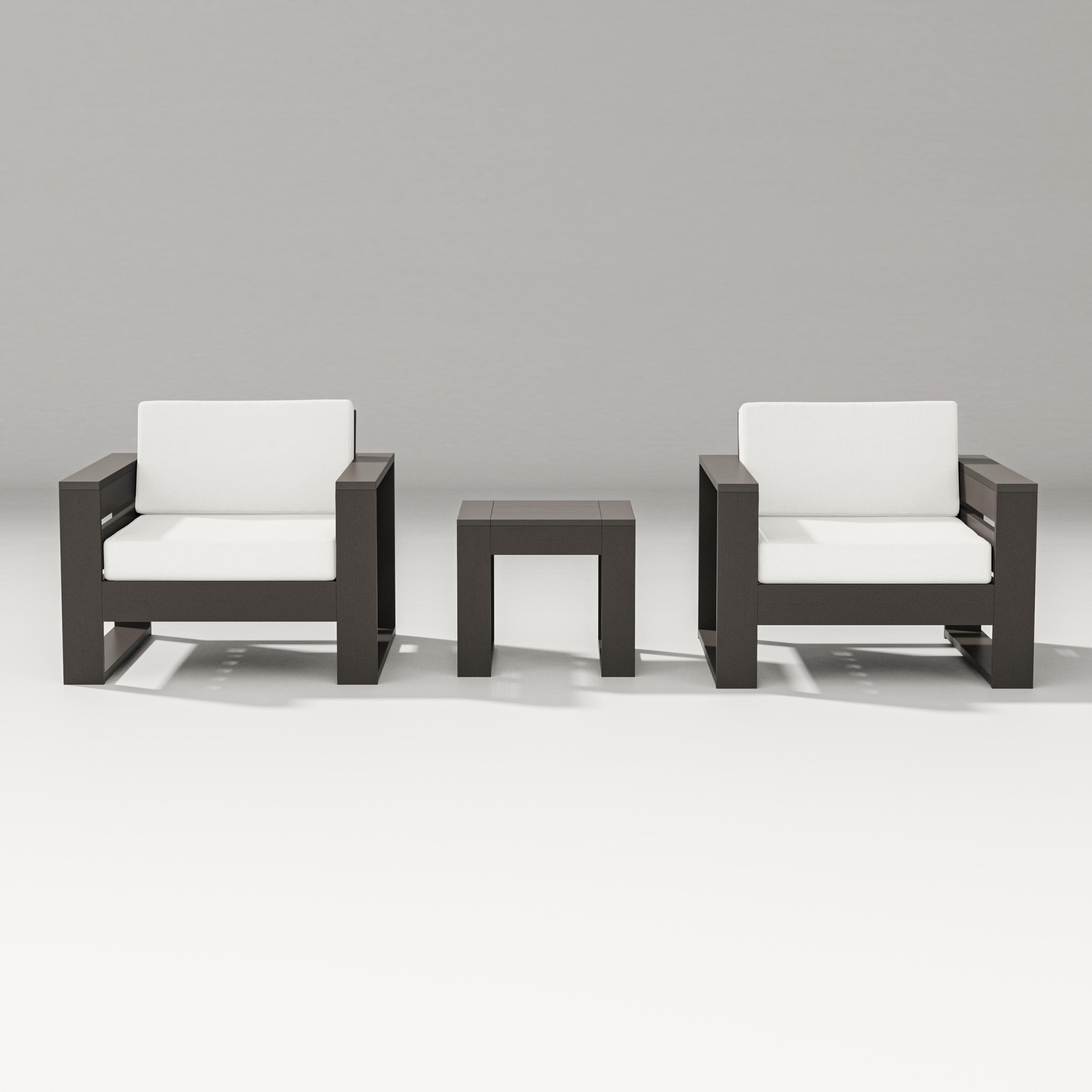 Latitude 3-Piece Lounge Chair Set in Vintage Coffee / Natural Linen