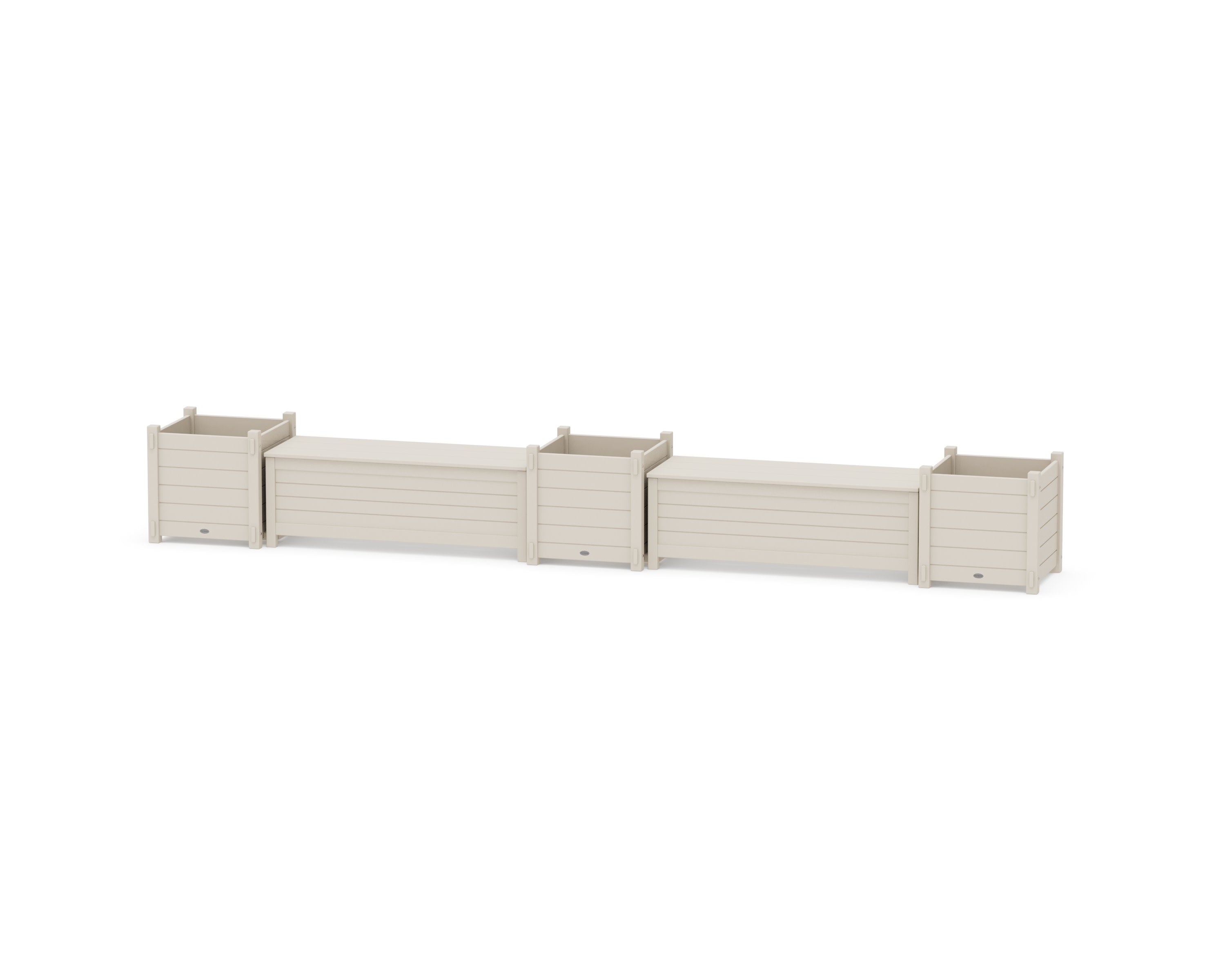 48" Nautical Straight Double Planter Storage Bench Set- Large in Sand