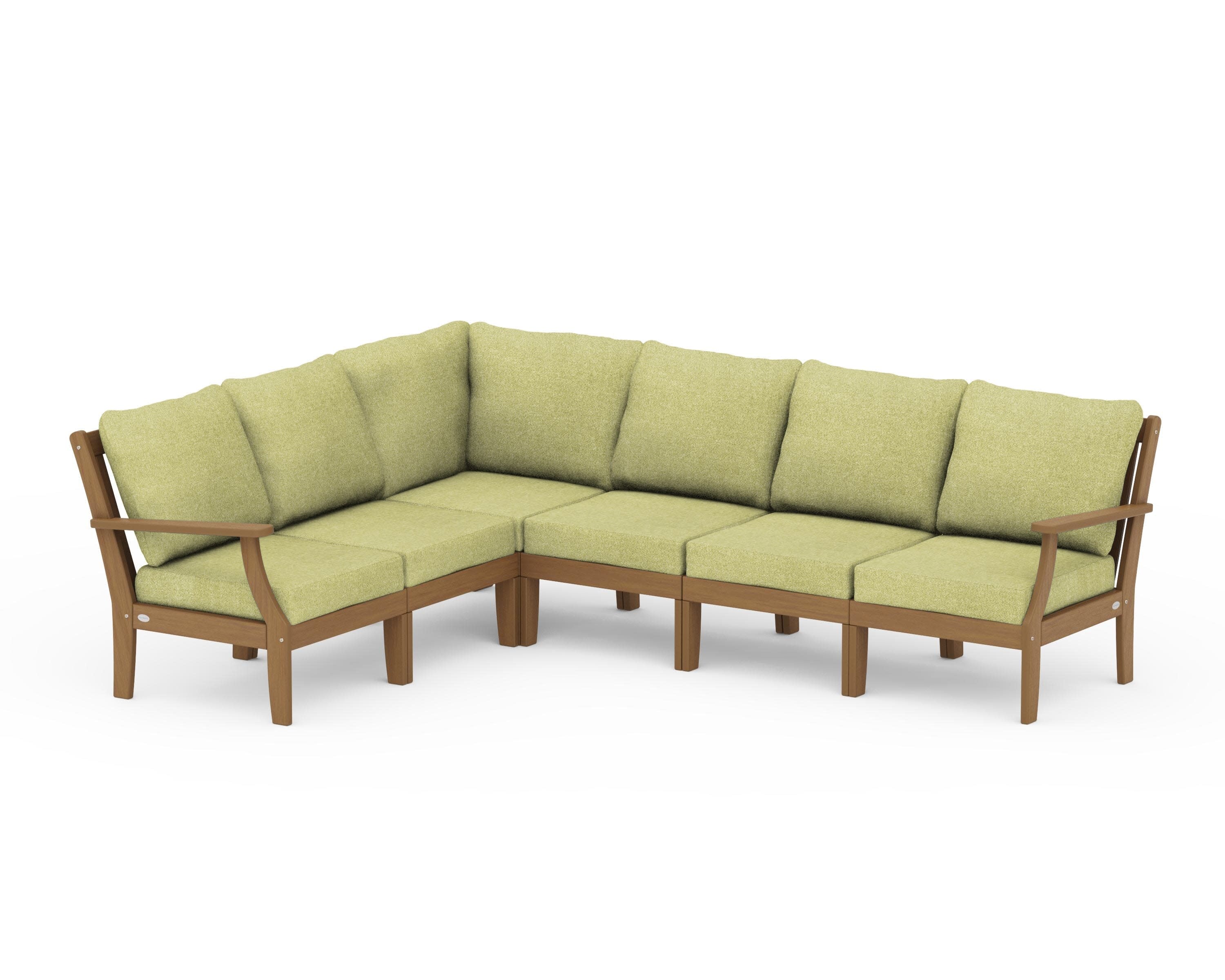 Braxton Modular 6-Piece Deep Seating Set in Natural / Chartreuse Boucle