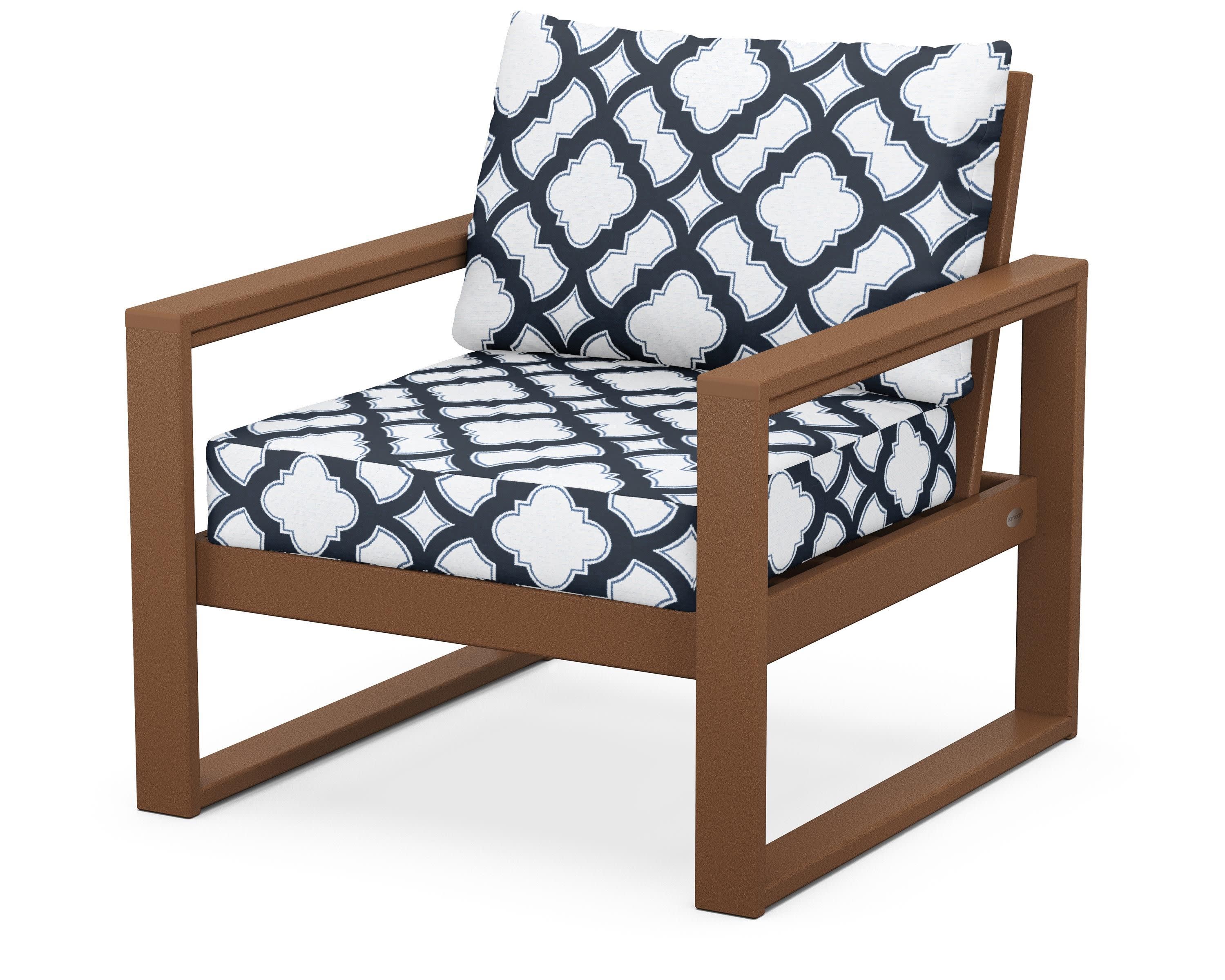 EDGE Club Chair in Teak / Trellis Marine Indigo