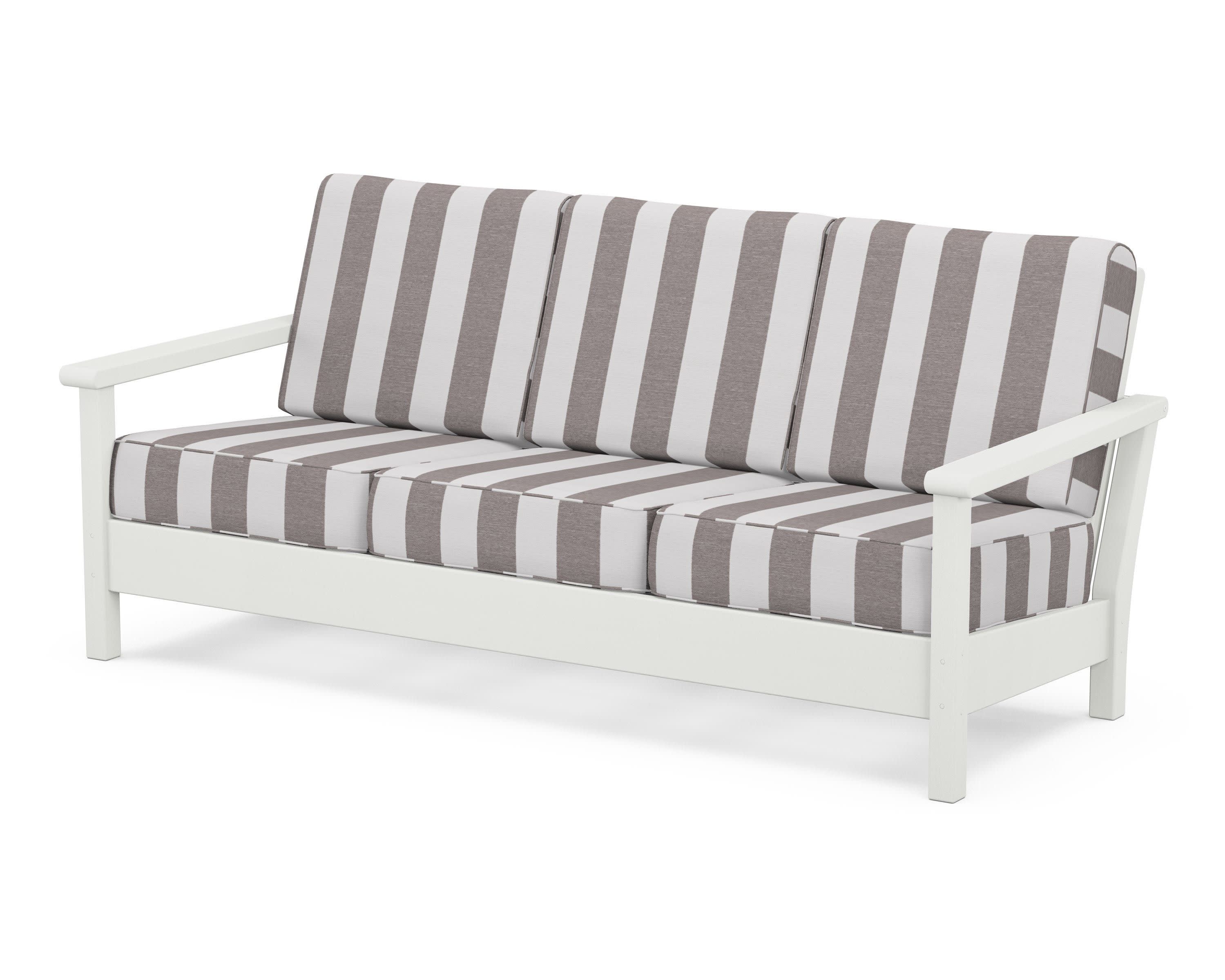 Harbour Deep Seating Sofa in Vintage White / Cabana Stripe Grey Mist